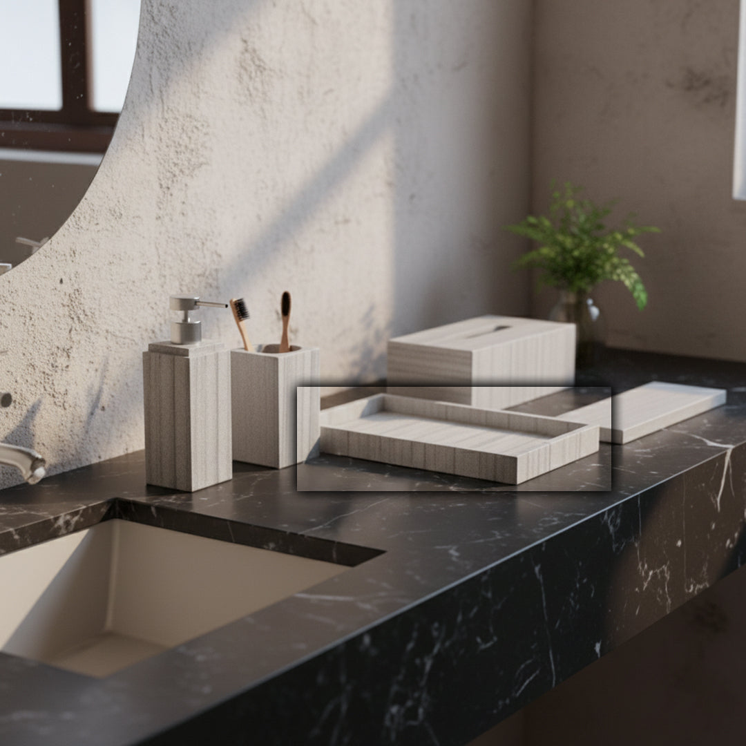 Australian Gray Marble Rectangular Medium Tray RHB893 - Trays - ebarza Furniture UAE | Shop Modern Furniture in Abu Dhabi & Dubai - مفروشات ايبازرا في الامارات | تسوق اثاث عصري وديكورات مميزة في دبي وابوظبي