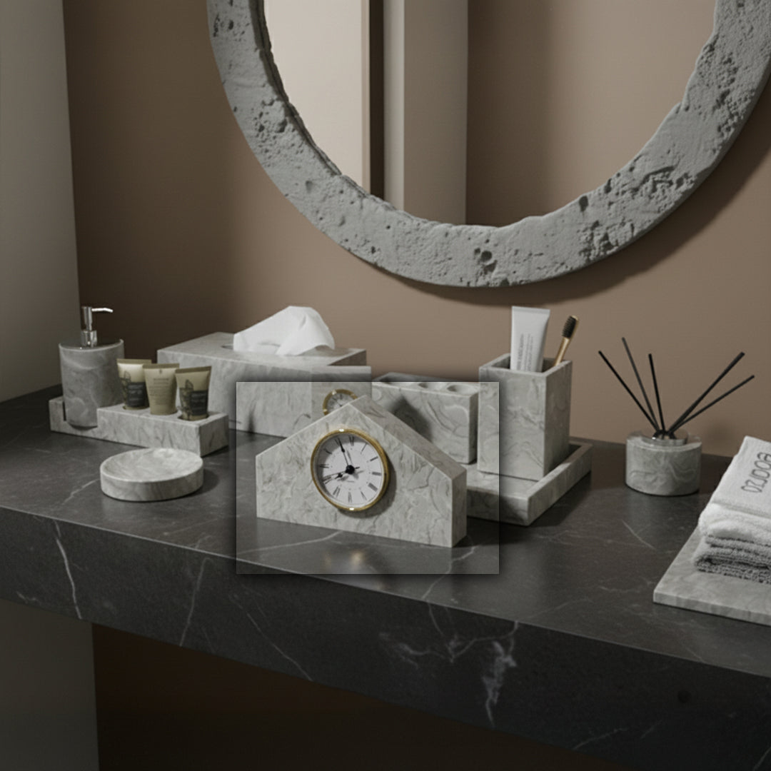 Bawang Flower Marble House Table Clock TCI892 - Clocks - ebarza Furniture UAE | Shop Modern Furniture in Abu Dhabi & Dubai - مفروشات ايبازرا في الامارات | تسوق اثاث عصري وديكورات مميزة في دبي وابوظبي