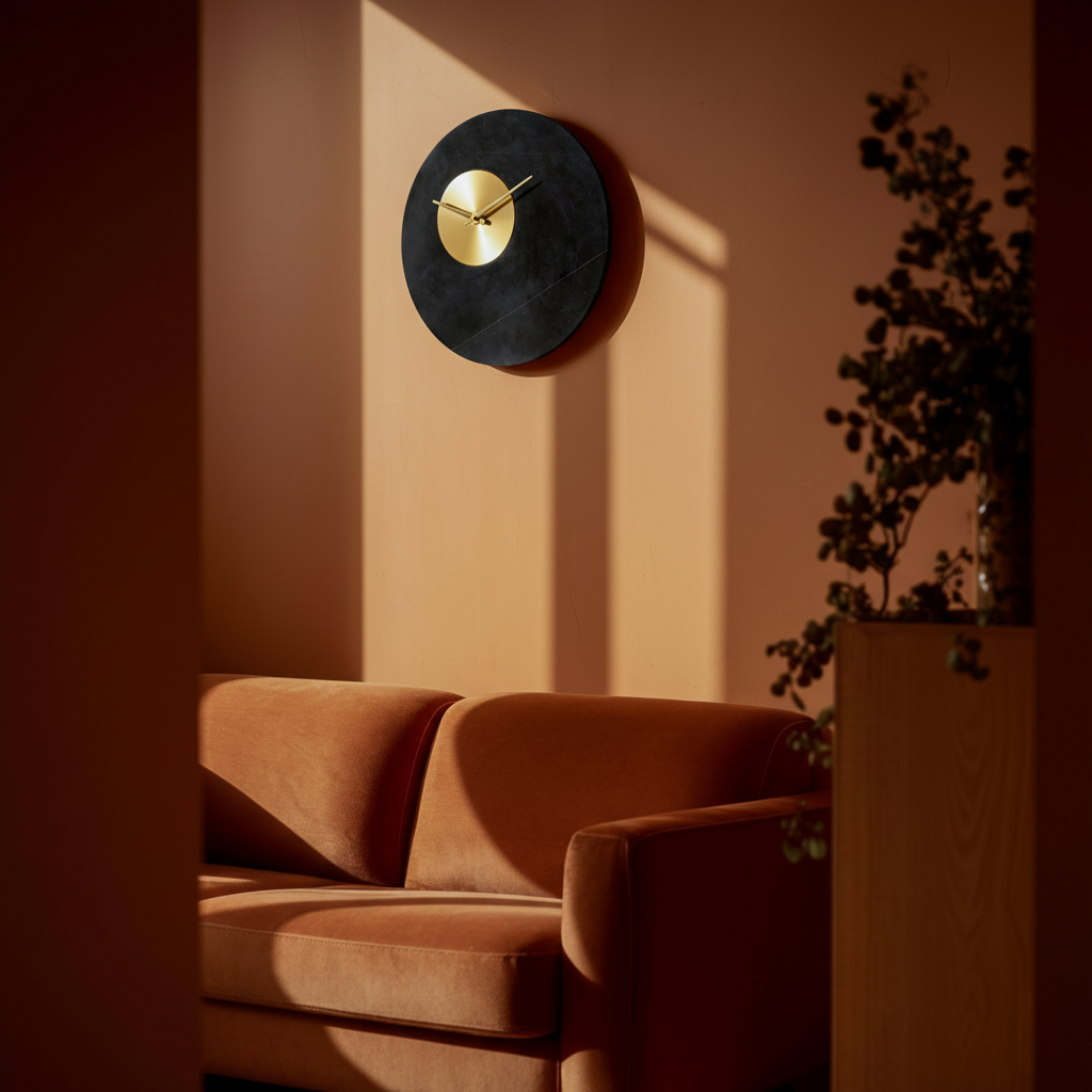 Black And White Marble 12-Inch Gold Plate Wall Clock WCE890 - Clocks - ebarza Furniture UAE | Shop Modern Furniture in Abu Dhabi & Dubai - مفروشات ايبازرا في الامارات | تسوق اثاث عصري وديكورات مميزة في دبي وابوظبي