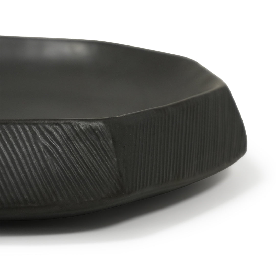 Black Volcanic Large Chizzled Platter CB4364-37-R633 - Plates - ebarza Furniture UAE | Shop Modern Furniture in Abu Dhabi & Dubai - مفروشات ايبازرا في الامارات | تسوق اثاث عصري وديكورات مميزة في دبي وابوظبي