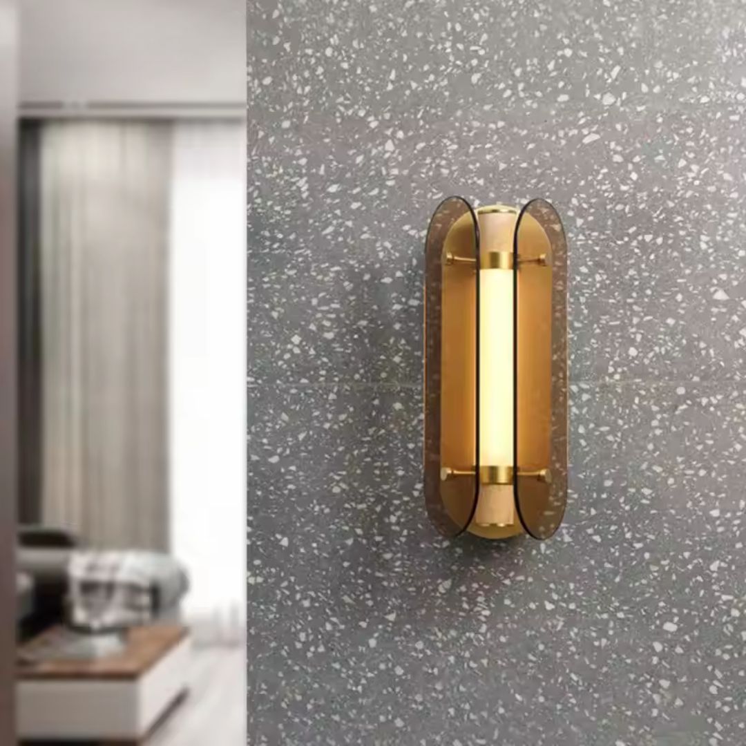 Brass Aluminum And Marble LED Wall Lamp MB21955-2-150 - Wall Lamps - ebarza Furniture UAE | Shop Modern Furniture in Abu Dhabi & Dubai - مفروشات ايبازرا في الامارات | تسوق اثاث عصري وديكورات مميزة في دبي وابوظبي