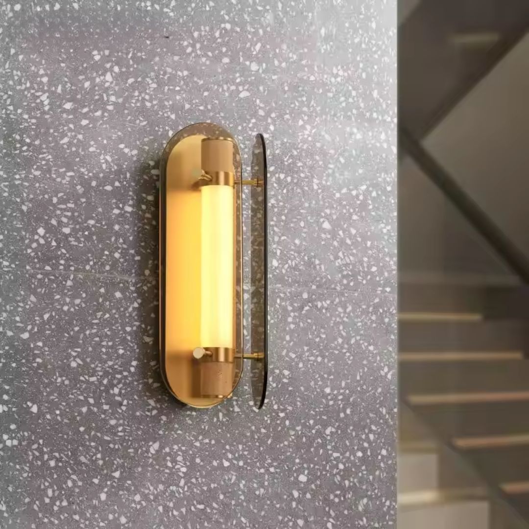 Brass Aluminum And Marble LED Wall Lamp MB21955-2-150 - Wall Lamps - ebarza Furniture UAE | Shop Modern Furniture in Abu Dhabi & Dubai - مفروشات ايبازرا في الامارات | تسوق اثاث عصري وديكورات مميزة في دبي وابوظبي