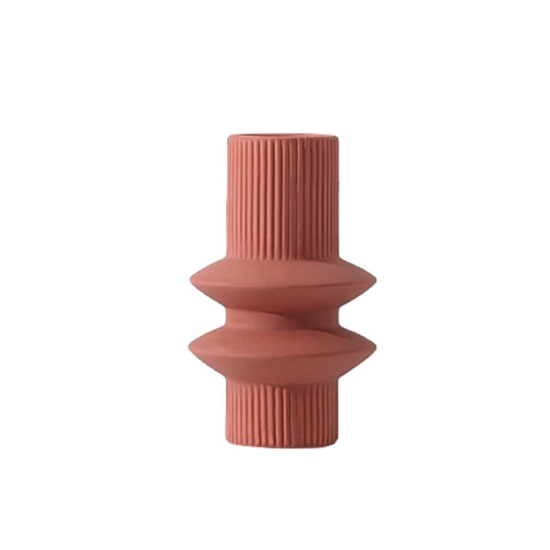 Brown Double Ring Vase-C FA-D21105C - Vases - ebarza Furniture UAE | Shop Modern Furniture in Abu Dhabi & Dubai - مفروشات ايبازرا في الامارات | تسوق اثاث عصري وديكورات مميزة في دبي وابوظبي