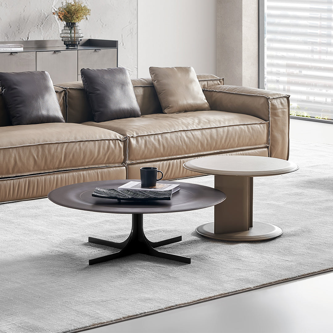 Brown Saddle Leather Coffee Table - LT082/Brown - Coffee Tables - ebarza Furniture UAE | Shop Modern Furniture in Abu Dhabi & Dubai - مفروشات ايبازرا في الامارات | تسوق اثاث عصري وديكورات مميزة في دبي وابوظبي