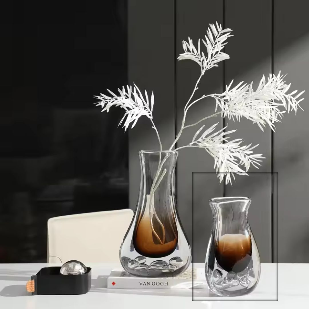 Bubble Thick Vase Brown Short FB-E24034B - Vases - ebarza Furniture UAE | Shop Modern Furniture in Abu Dhabi & Dubai - مفروشات ايبازرا في الامارات | تسوق اثاث عصري وديكورات مميزة في دبي وابوظبي