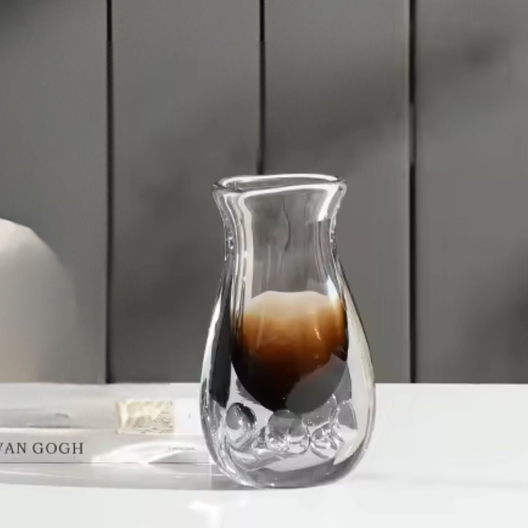 Bubble Thick Vase Brown Short FB-E24034B - Vases - ebarza Furniture UAE | Shop Modern Furniture in Abu Dhabi & Dubai - مفروشات ايبازرا في الامارات | تسوق اثاث عصري وديكورات مميزة في دبي وابوظبي