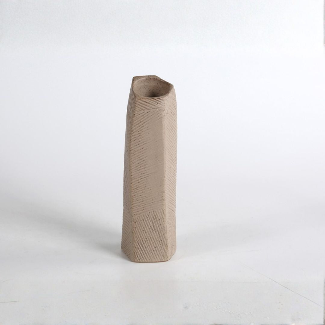 Pre-order 65 Days Delivery Dark sand Chizzled candle & tealight holder - Large CB4371-29-R920 - Candle Holders - ebarza Furniture UAE | Shop Modern Furniture in Abu Dhabi & Dubai - مفروشات ايبازرا في الامارات | تسوق اثاث عصري وديكورات مميزة في دبي وابوظبي