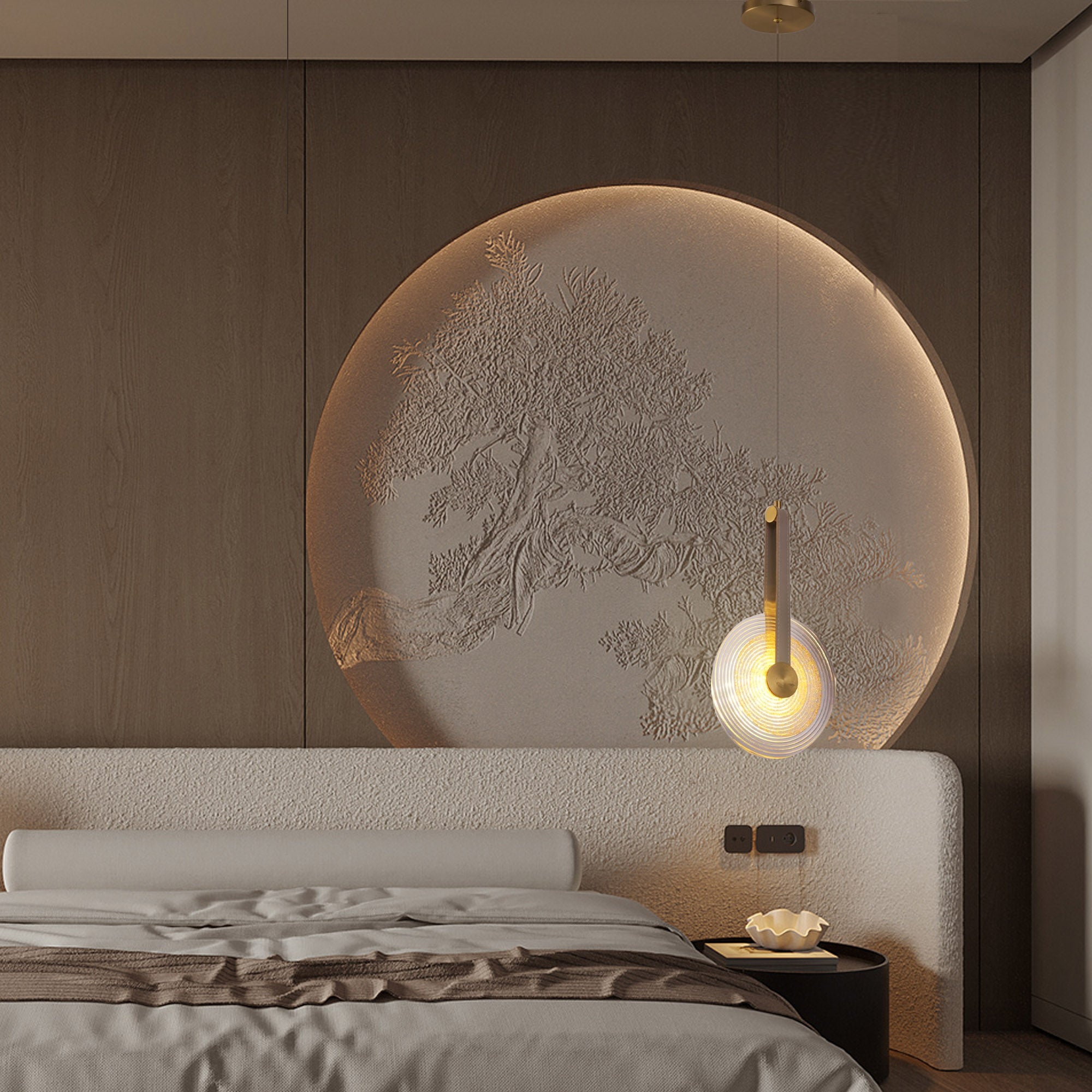 Pre-order 35 Days Delivery Aqua Gem Pendant Lamp Beige Leather Dia20cm CY-DD-1048/20 - Pendant Lamps - ebarza Furniture UAE | Shop Modern Furniture in Abu Dhabi & Dubai - مفروشات ايبازرا في الامارات | تسوق اثاث عصري وديكورات مميزة في دبي وابوظبي