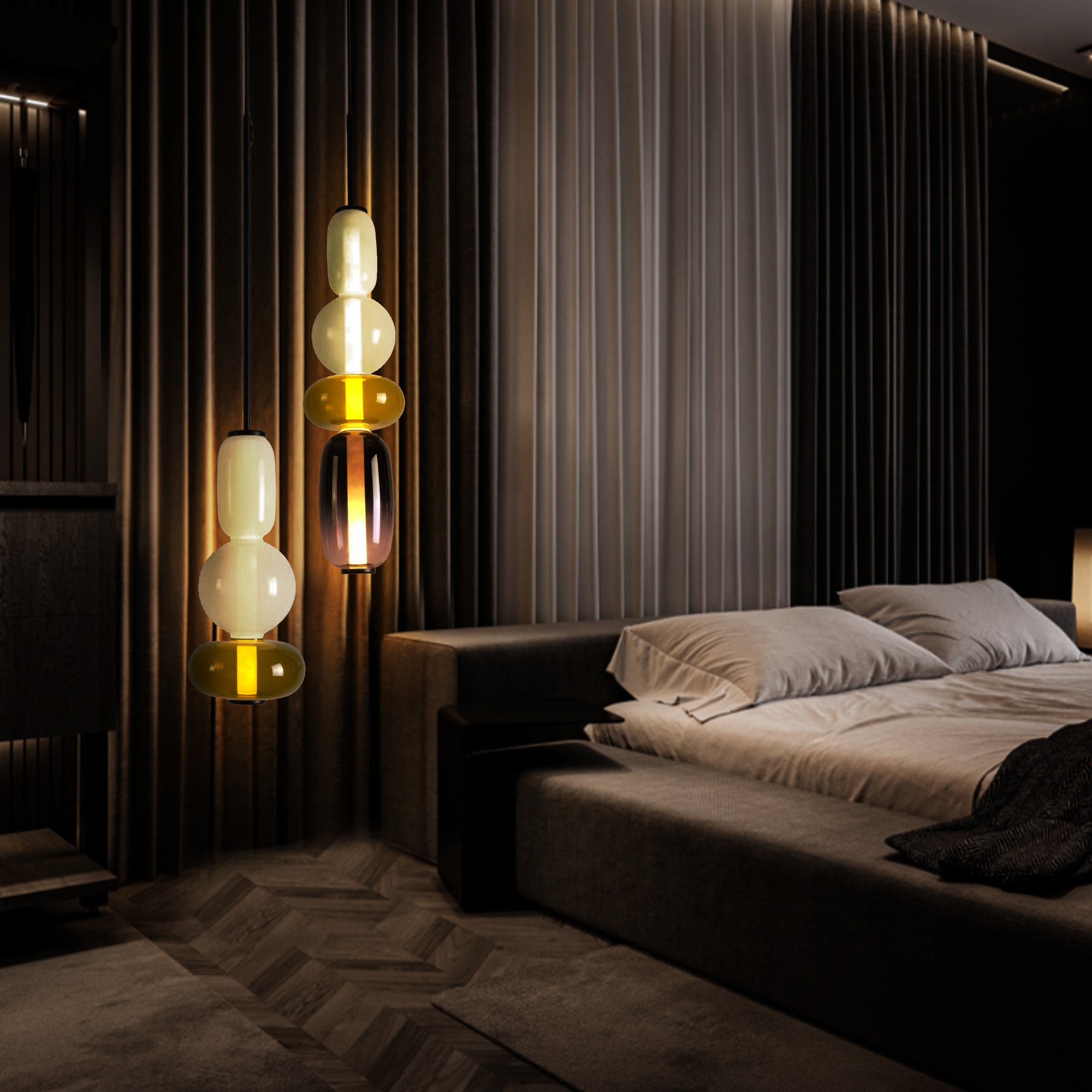 Stellar Strands Pendant Lamp 3-Glasses CY-DD-1052-3G - Pendant Lamps - ebarza Furniture UAE | Shop Modern Furniture in Abu Dhabi & Dubai - مفروشات ايبازرا في الامارات | تسوق اثاث عصري وديكورات مميزة في دبي وابوظبي