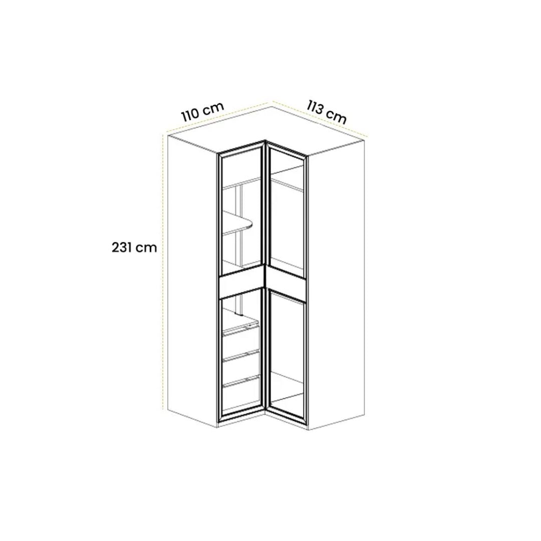 Cashmere CORNER WARDROBE 2 DOORS - Cabinets - ebarza Furniture UAE | Shop Modern Furniture in Abu Dhabi & Dubai - مفروشات ايبازرا في الامارات | تسوق اثاث عصري وديكورات مميزة في دبي وابوظبي
