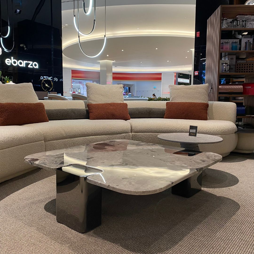 Coffee Table Natural Stone Top Stainless Steel Leg - LT053H - Coffee Tables - ebarza Furniture UAE | Shop Modern Furniture in Abu Dhabi & Dubai - مفروشات ايبازرا في الامارات | تسوق اثاث عصري وديكورات مميزة في دبي وابوظبي