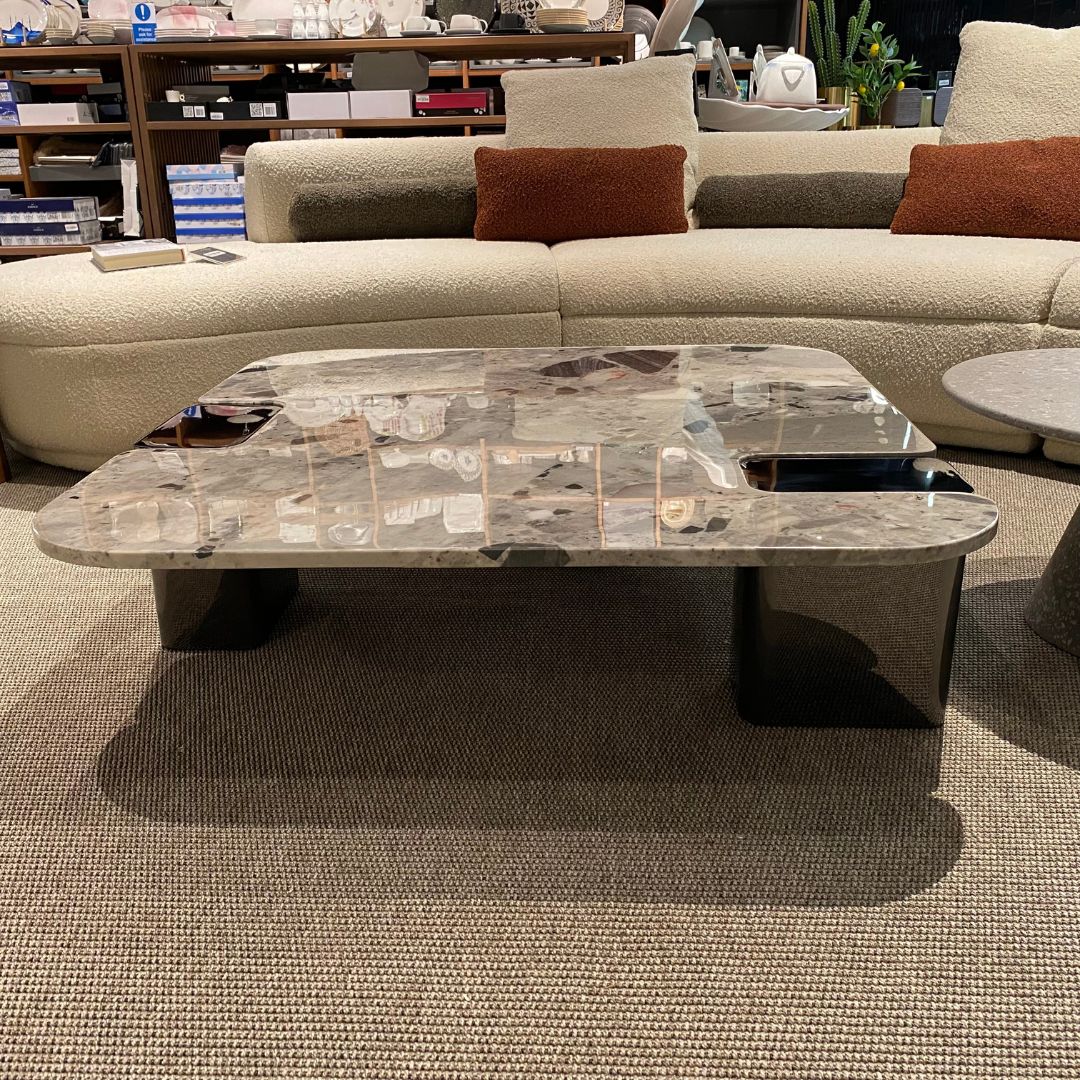 Coffee Table Natural Stone Top Stainless Steel Leg - LT053H - Coffee Tables - ebarza Furniture UAE | Shop Modern Furniture in Abu Dhabi & Dubai - مفروشات ايبازرا في الامارات | تسوق اثاث عصري وديكورات مميزة في دبي وابوظبي
