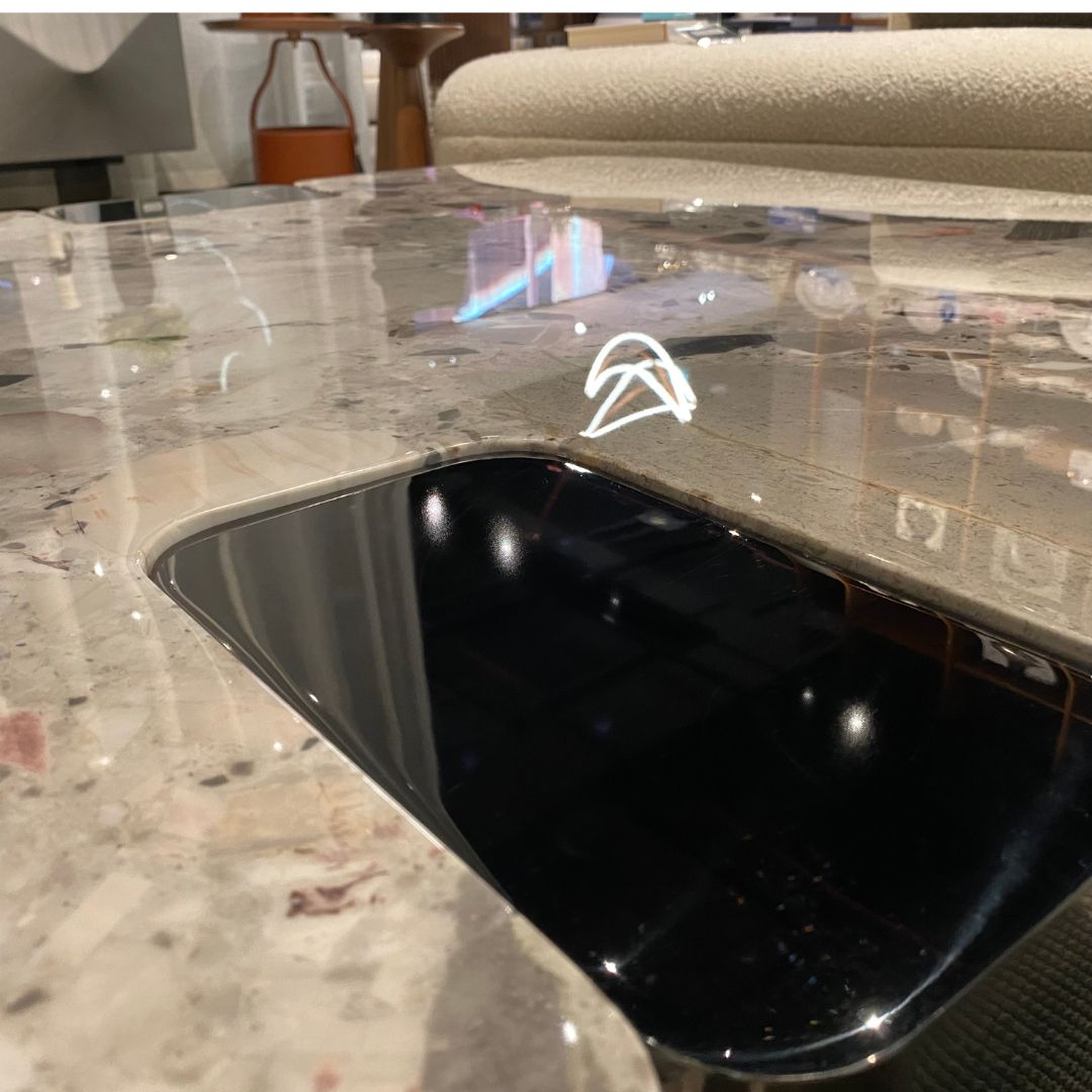Coffee Table Natural Stone Top Stainless Steel Leg - LT053H - Coffee Tables - ebarza Furniture UAE | Shop Modern Furniture in Abu Dhabi & Dubai - مفروشات ايبازرا في الامارات | تسوق اثاث عصري وديكورات مميزة في دبي وابوظبي