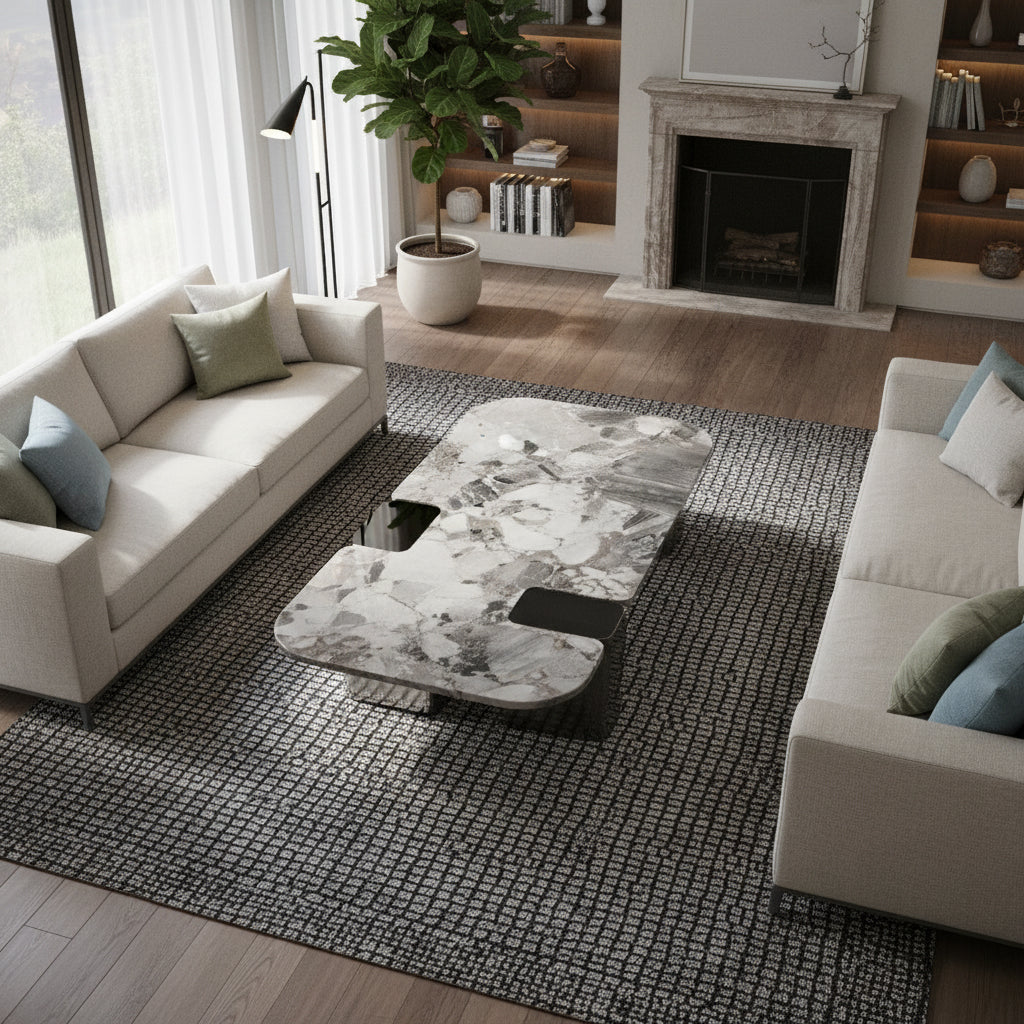 Coffee Table Natural Stone Top Stainless Steel Leg - LT054L - Coffee Tables - ebarza Furniture UAE | Shop Modern Furniture in Abu Dhabi & Dubai - مفروشات ايبازرا في الامارات | تسوق اثاث عصري وديكورات مميزة في دبي وابوظبي