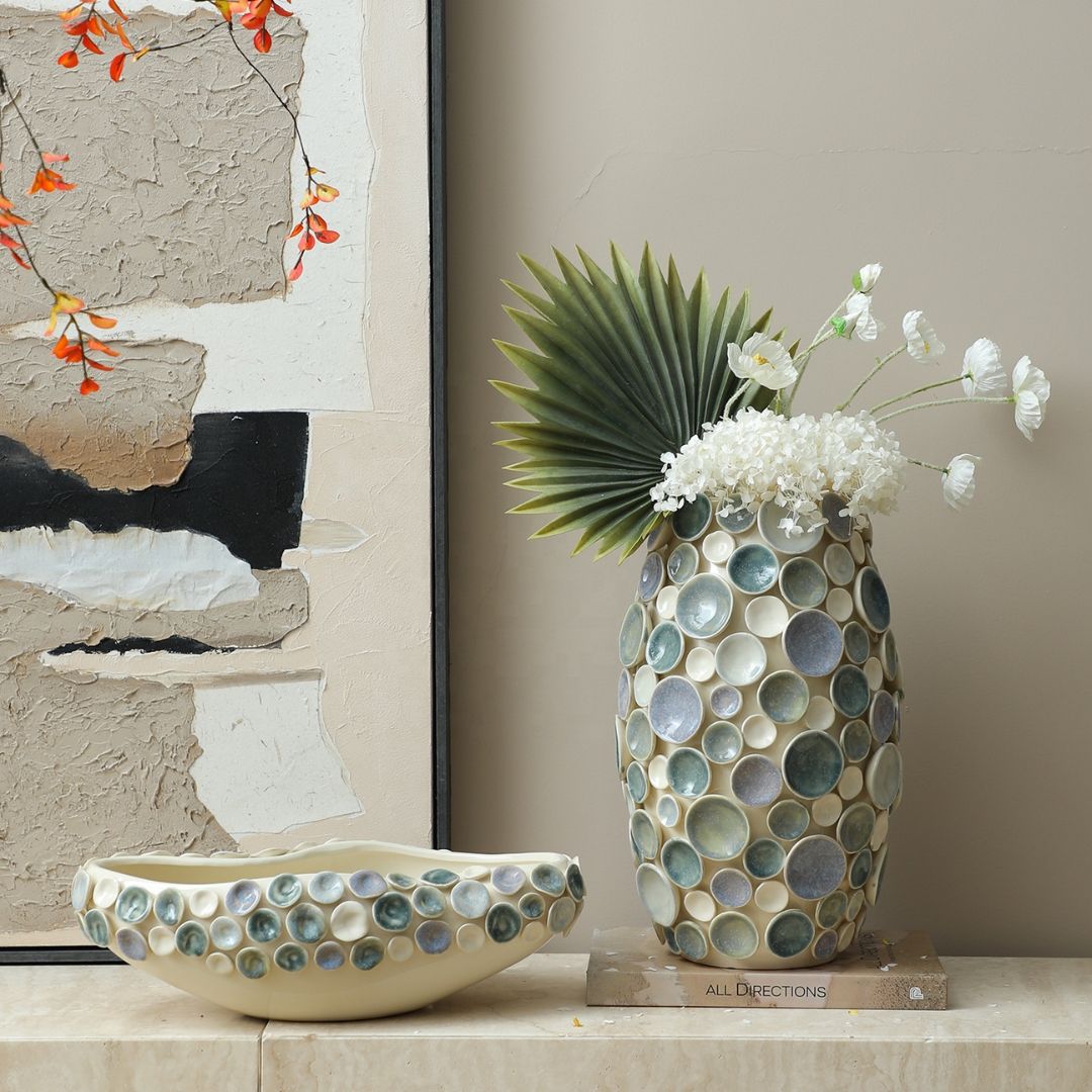 Pre-order 15 Days Delivery Colorful Round Glazed Handmade Ceramic Bowl FF-D25180B - Bowls - ebarza Furniture UAE | Shop Modern Furniture in Abu Dhabi & Dubai - مفروشات ايبازرا في الامارات | تسوق اثاث عصري وديكورات مميزة في دبي وابوظبي