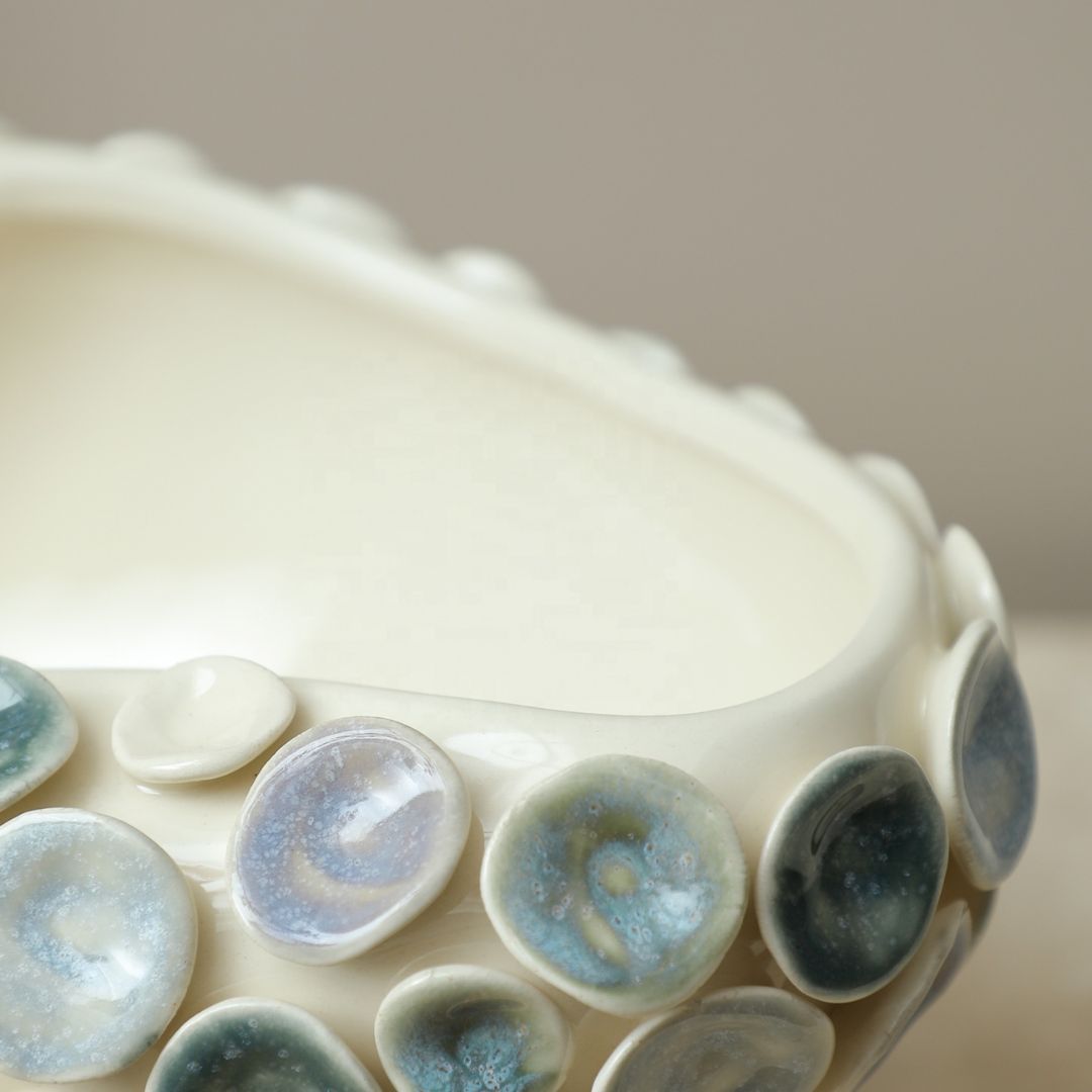 Pre-order 15 Days Delivery Colorful Round Glazed Handmade Ceramic Bowl FF-D25180B - Bowls - ebarza Furniture UAE | Shop Modern Furniture in Abu Dhabi & Dubai - مفروشات ايبازرا في الامارات | تسوق اثاث عصري وديكورات مميزة في دبي وابوظبي