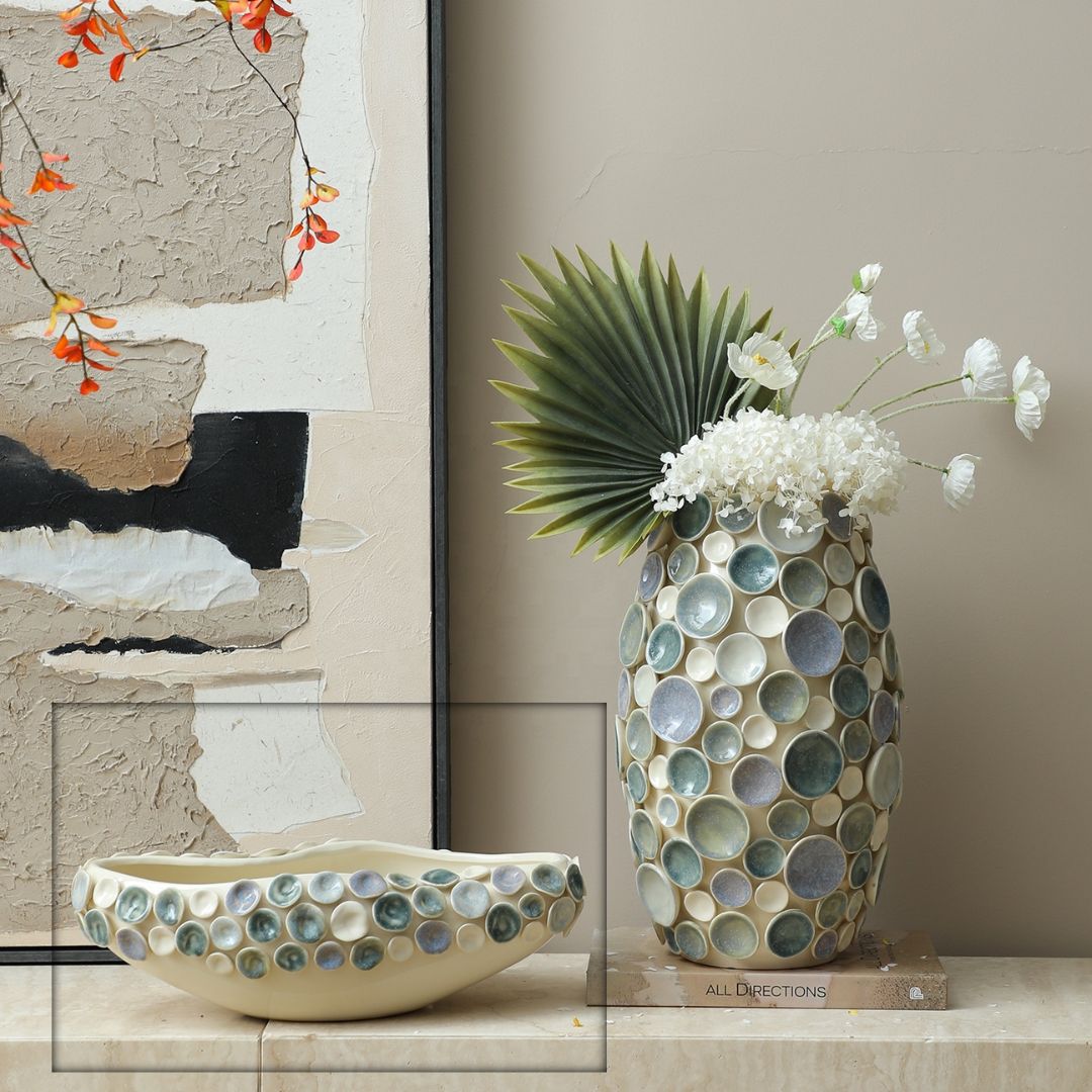 Pre-order 15 Days Delivery Colorful Round Glazed Handmade Ceramic Bowl FF-D25180B - Bowls - ebarza Furniture UAE | Shop Modern Furniture in Abu Dhabi & Dubai - مفروشات ايبازرا في الامارات | تسوق اثاث عصري وديكورات مميزة في دبي وابوظبي