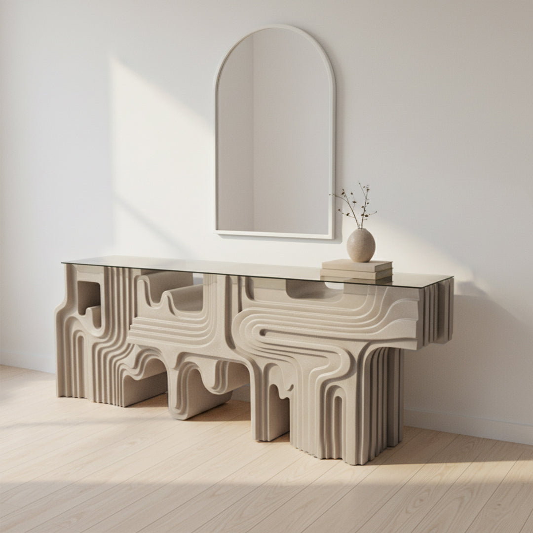 Rhapsody Console Table PC-4009-01 - Cream - Consoles - ebarza Furniture UAE | Shop Modern Furniture in Abu Dhabi & Dubai - مفروشات ايبازرا في الامارات | تسوق اثاث عصري وديكورات مميزة في دبي وابوظبي