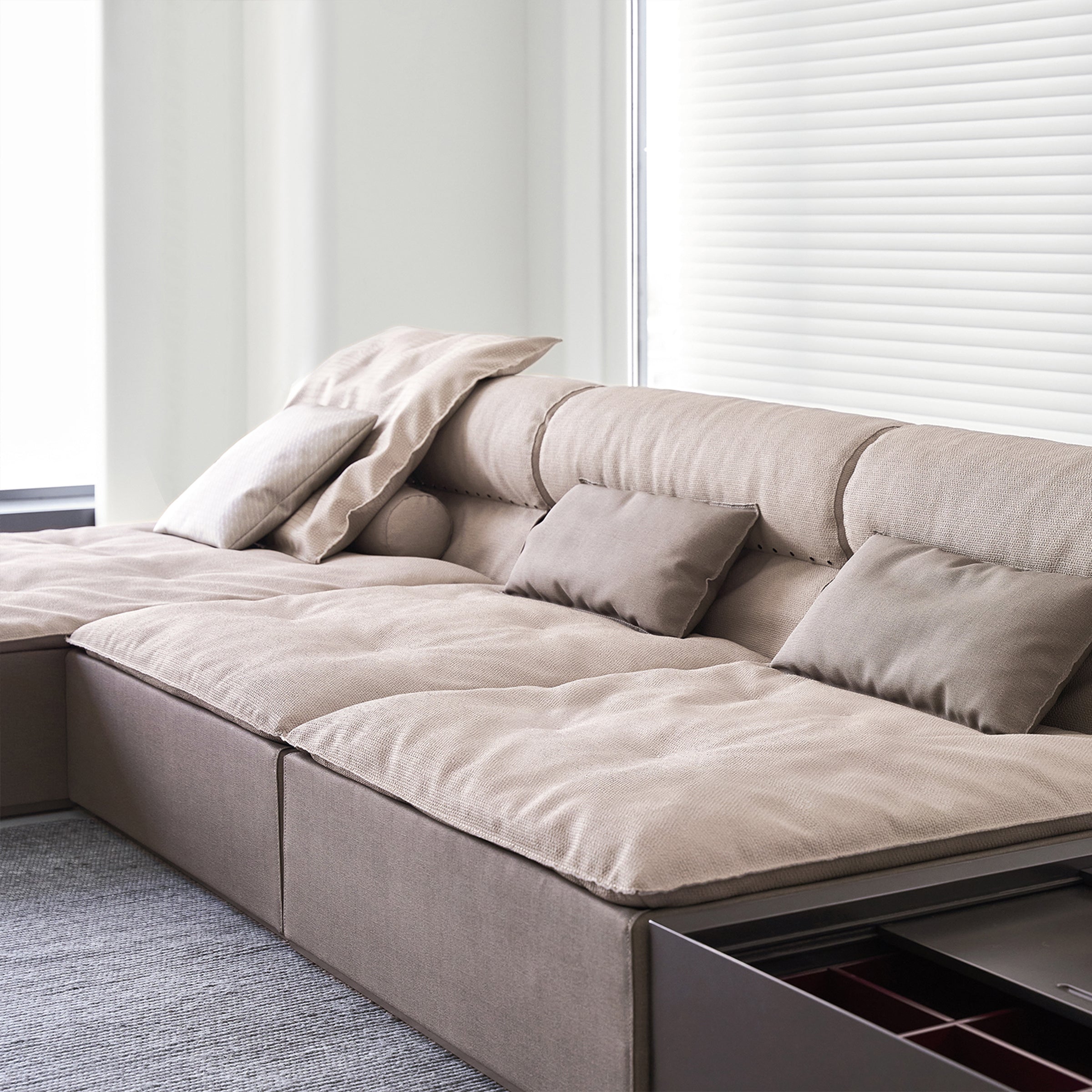 ebarza Corner Sofa AMBO- S80197 - Sofas - ebarza Furniture UAE | Shop Modern Furniture in Abu Dhabi & Dubai - مفروشات ايبازرا في الامارات | تسوق اثاث عصري وديكورات مميزة في دبي وابوظبي