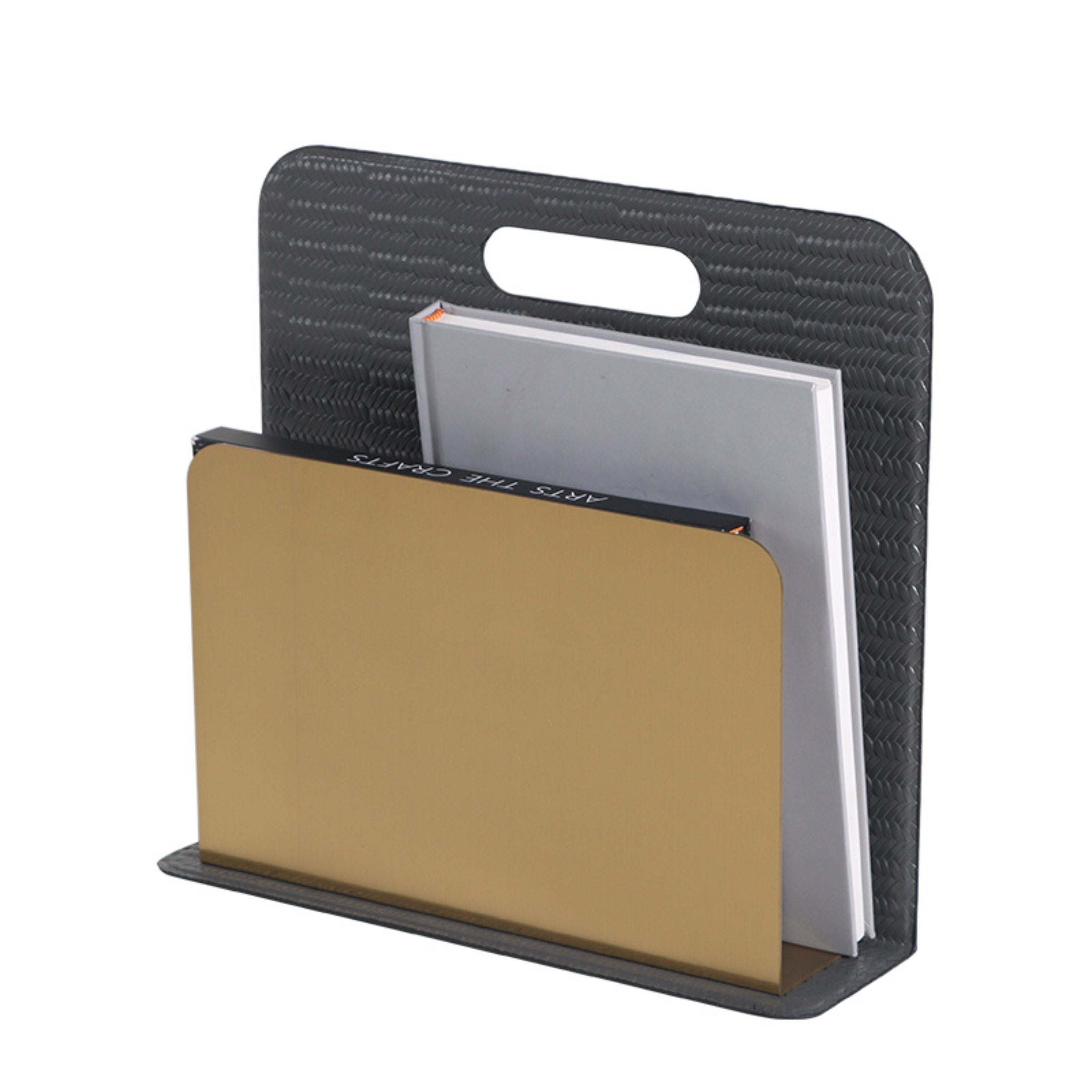 GREY & TITANIUM GOLD MAGAZINE RACK DW200850B - Bookends - ebarza Furniture UAE | Shop Modern Furniture in Abu Dhabi & Dubai - مفروشات ايبازرا في الامارات | تسوق اثاث عصري وديكورات مميزة في دبي وابوظبي