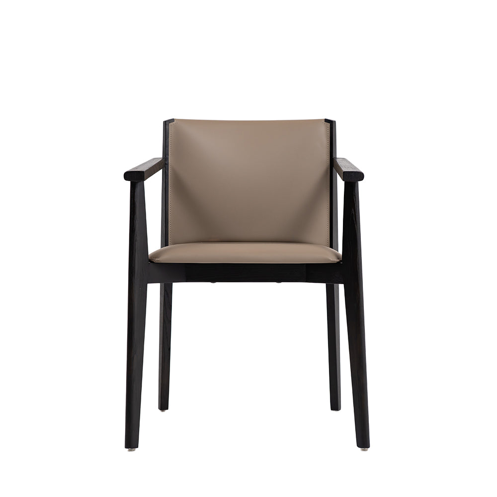 Dark Saddle Leather with arm Dining Chair PS-B132 - Chairs - ebarza Furniture UAE | Shop Modern Furniture in Abu Dhabi & Dubai - مفروشات ايبازرا في الامارات | تسوق اثاث عصري وديكورات مميزة في دبي وابوظبي