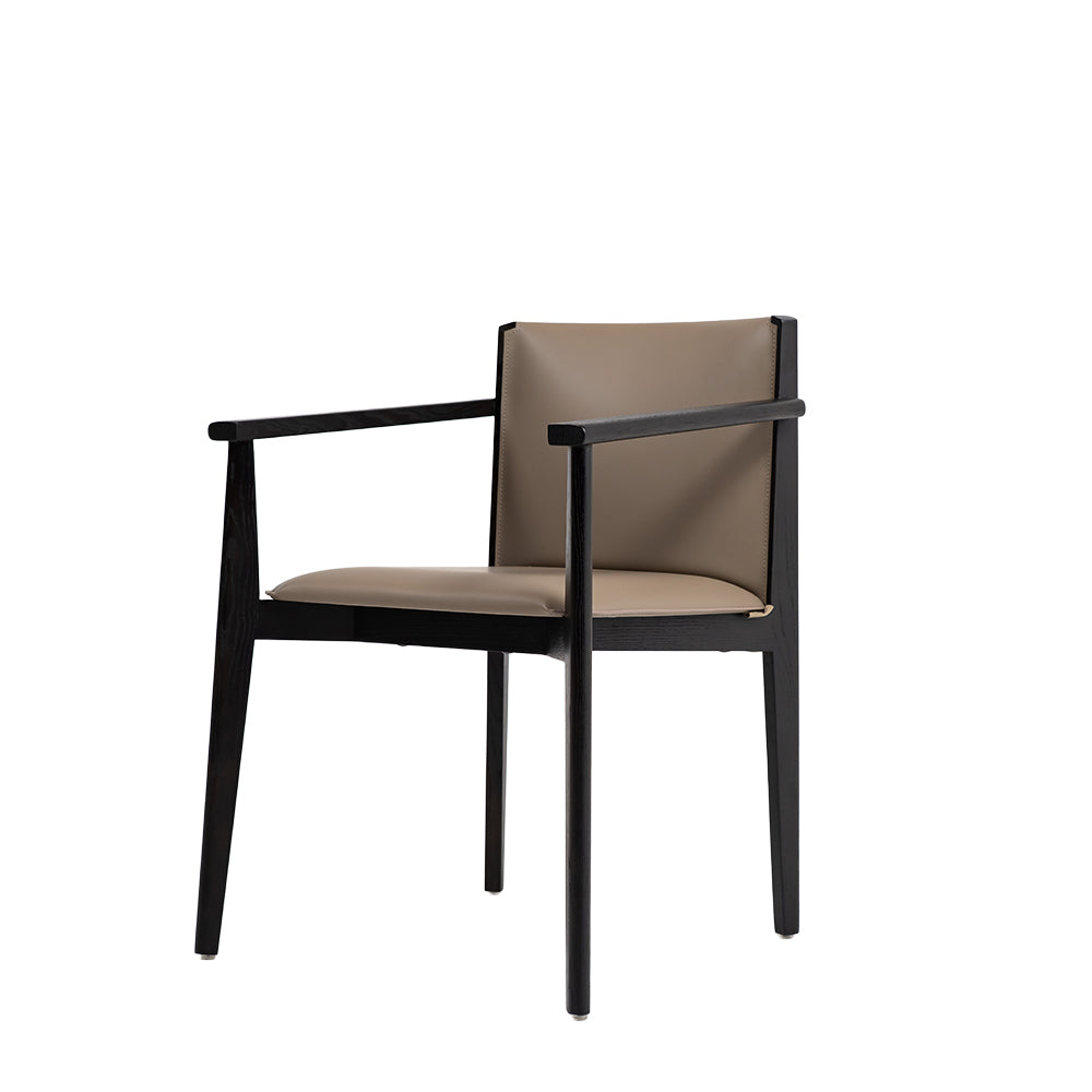 Dark Saddle Leather with arm Dining Chair PS-B132 - Chairs - ebarza Furniture UAE | Shop Modern Furniture in Abu Dhabi & Dubai - مفروشات ايبازرا في الامارات | تسوق اثاث عصري وديكورات مميزة في دبي وابوظبي