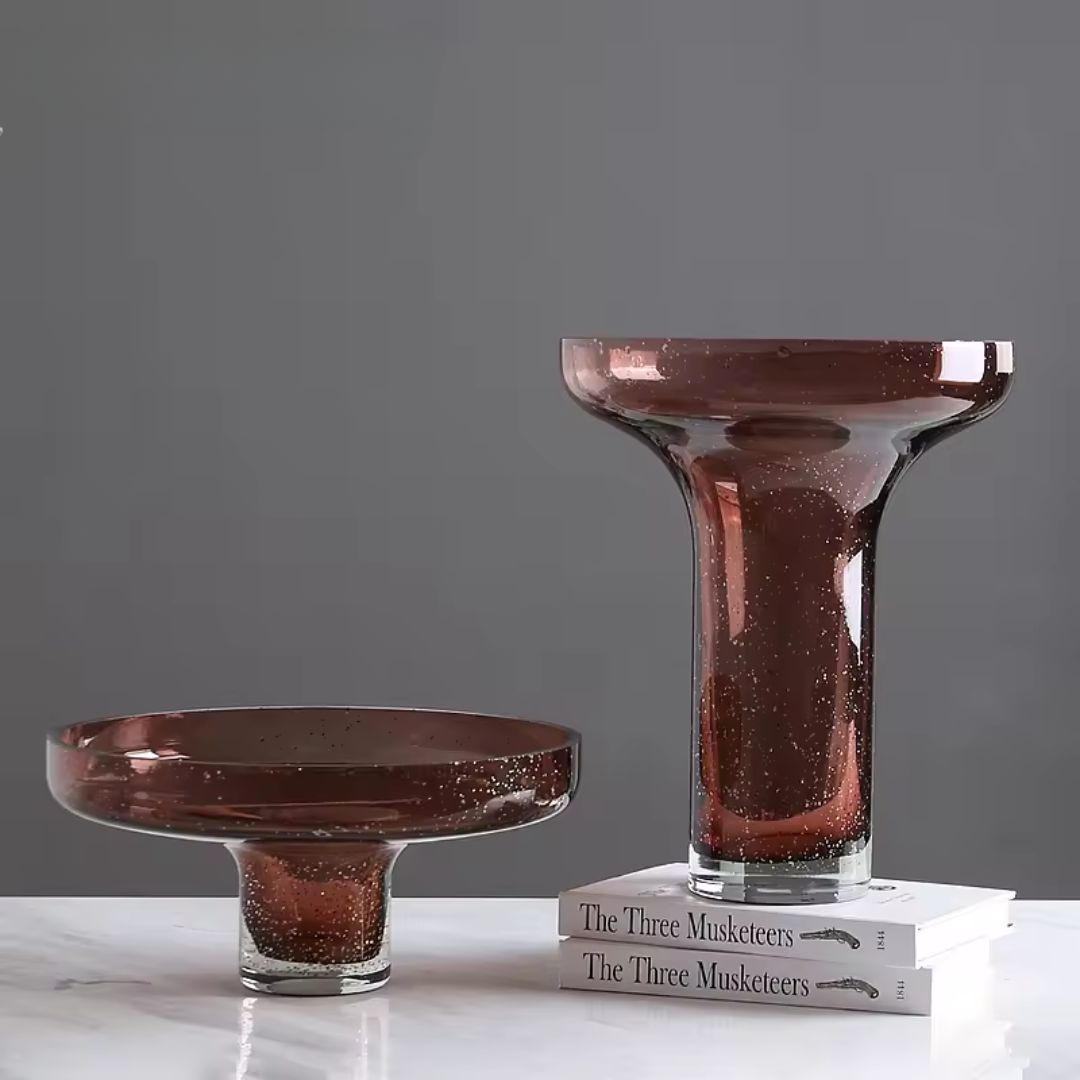Dark Red Glass Vase -B FB-ZS2030B - Vases - ebarza Furniture UAE | Shop Modern Furniture in Abu Dhabi & Dubai - مفروشات ايبازرا في الامارات | تسوق اثاث عصري وديكورات مميزة في دبي وابوظبي