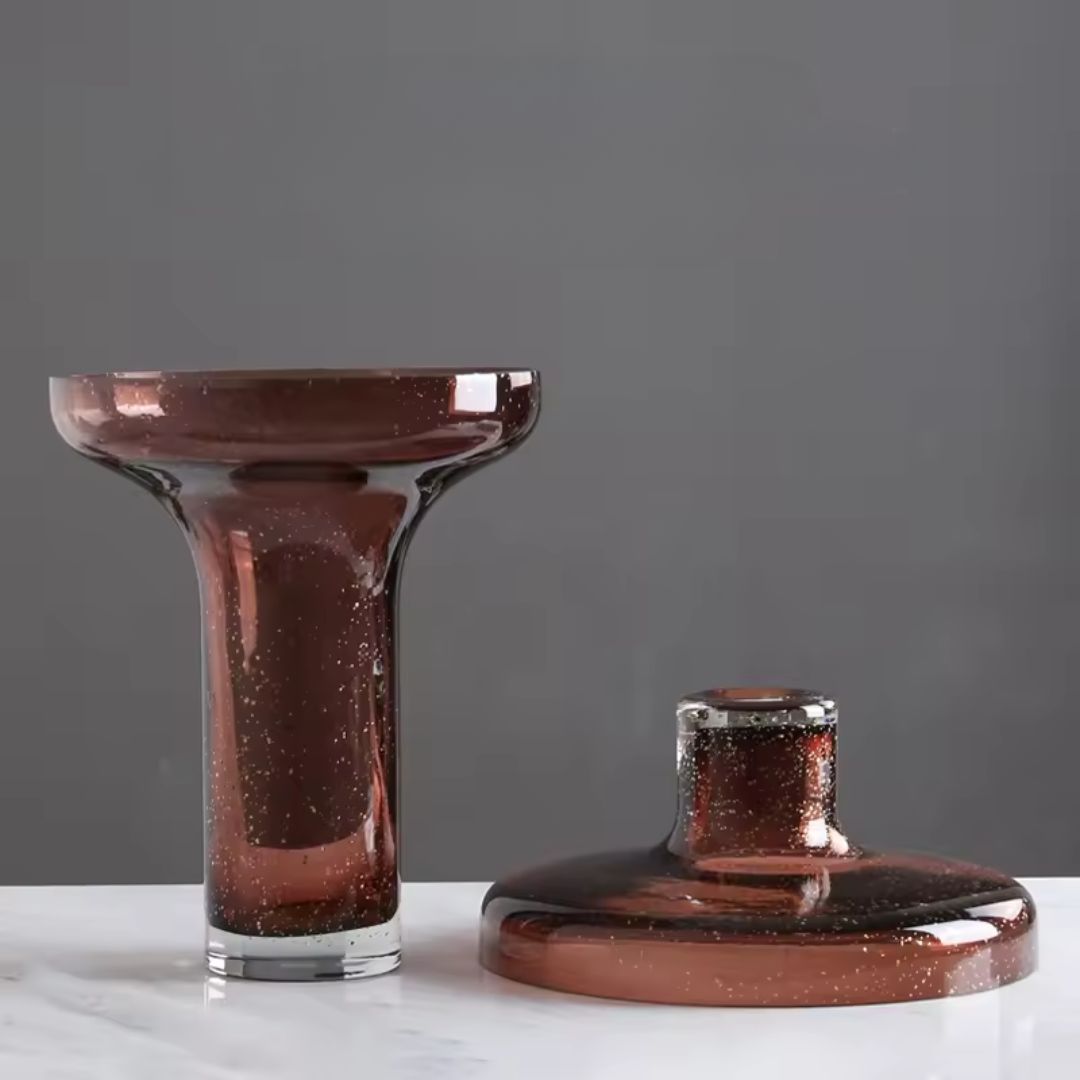 Dark Red Glass Vase -B FB-ZS2030B - Vases - ebarza Furniture UAE | Shop Modern Furniture in Abu Dhabi & Dubai - مفروشات ايبازرا في الامارات | تسوق اثاث عصري وديكورات مميزة في دبي وابوظبي