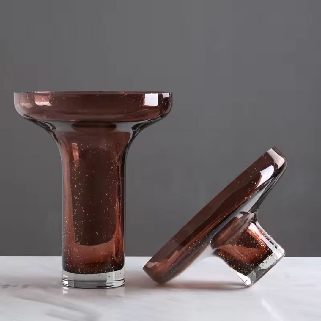 Dark Red Glass Vase -B FB-ZS2030B - Vases - ebarza Furniture UAE | Shop Modern Furniture in Abu Dhabi & Dubai - مفروشات ايبازرا في الامارات | تسوق اثاث عصري وديكورات مميزة في دبي وابوظبي