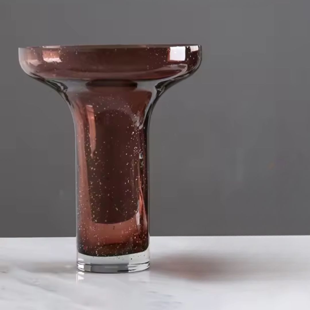 Dark Red Glass Vase -A FB-ZS2030A - Vases - ebarza Furniture UAE | Shop Modern Furniture in Abu Dhabi & Dubai - مفروشات ايبازرا في الامارات | تسوق اثاث عصري وديكورات مميزة في دبي وابوظبي