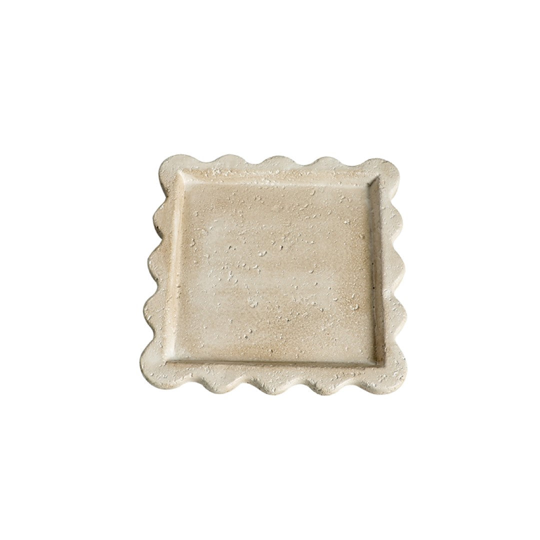 Travertine Curved Edge Plate-B FF-SN24015B - Trays - ebarza Furniture UAE | Shop Modern Furniture in Abu Dhabi & Dubai - مفروشات ايبازرا في الامارات | تسوق اثاث عصري وديكورات مميزة في دبي وابوظبي