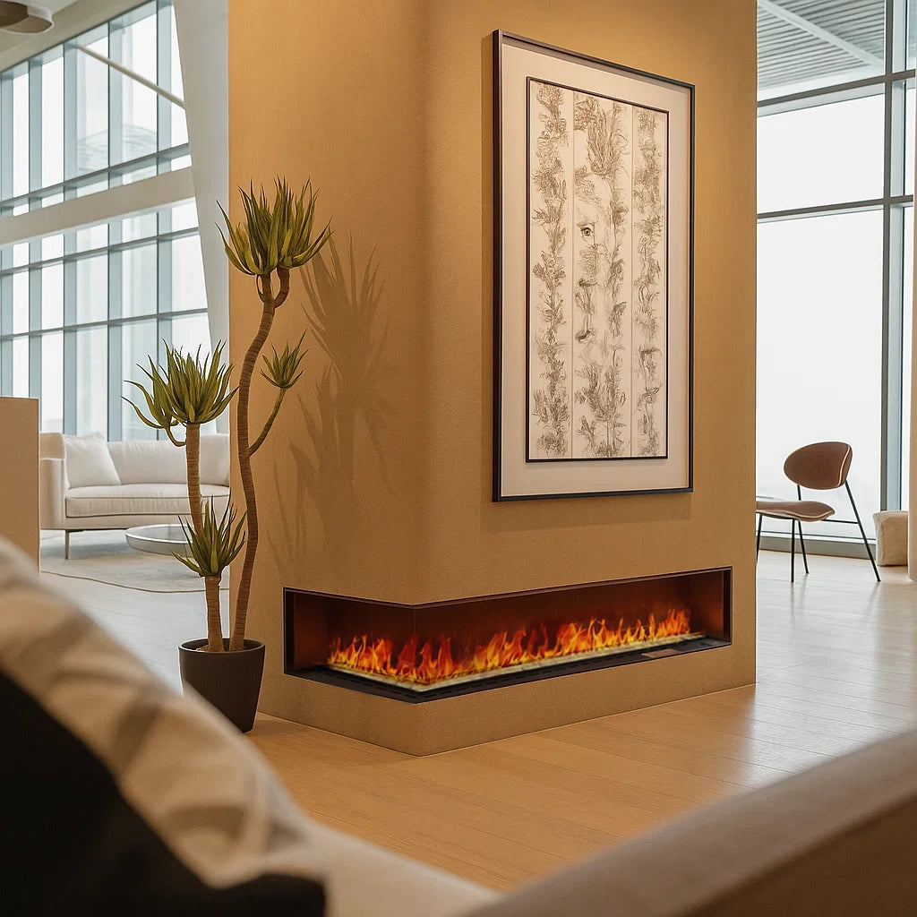 L-shaped Smart Water Vapor Electric Fireplace - Front 180 Right 60cm