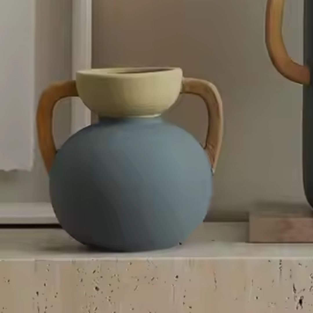 Four-Color Amphorae Ceramic Vase-C FF-D25066C - Vases - ebarza Furniture UAE | Shop Modern Furniture in Abu Dhabi & Dubai - مفروشات ايبازرا في الامارات | تسوق اثاث عصري وديكورات مميزة في دبي وابوظبي