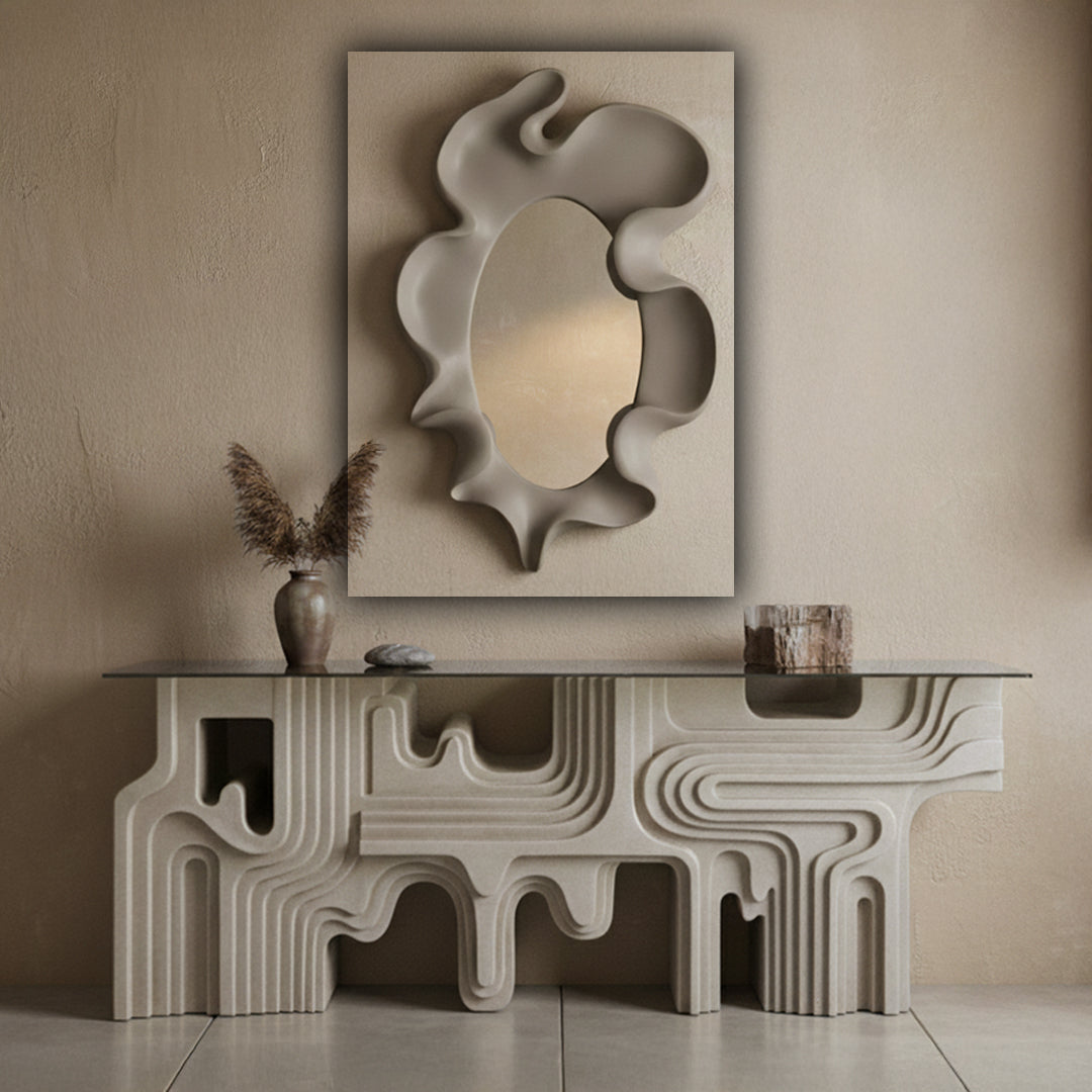 Framed Wall Mirror PM-4219-14 - Cream - Mirrors - ebarza Furniture UAE | Shop Modern Furniture in Abu Dhabi & Dubai - مفروشات ايبازرا في الامارات | تسوق اثاث عصري وديكورات مميزة في دبي وابوظبي