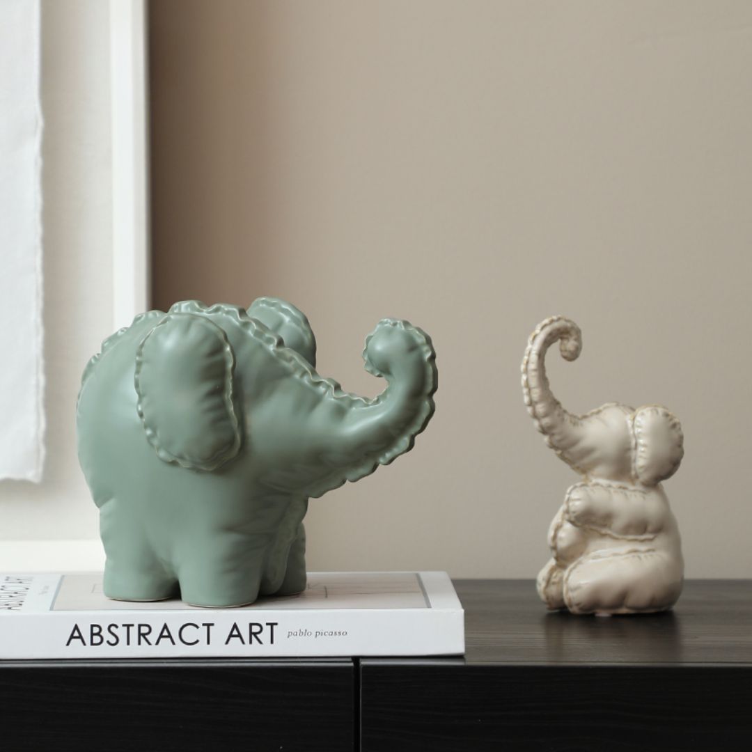 Funny Little Ceramic Elephant -A FD-D25075A - Home Decor Figurines - ebarza Furniture UAE | Shop Modern Furniture in Abu Dhabi & Dubai - مفروشات ايبازرا في الامارات | تسوق اثاث عصري وديكورات مميزة في دبي وابوظبي