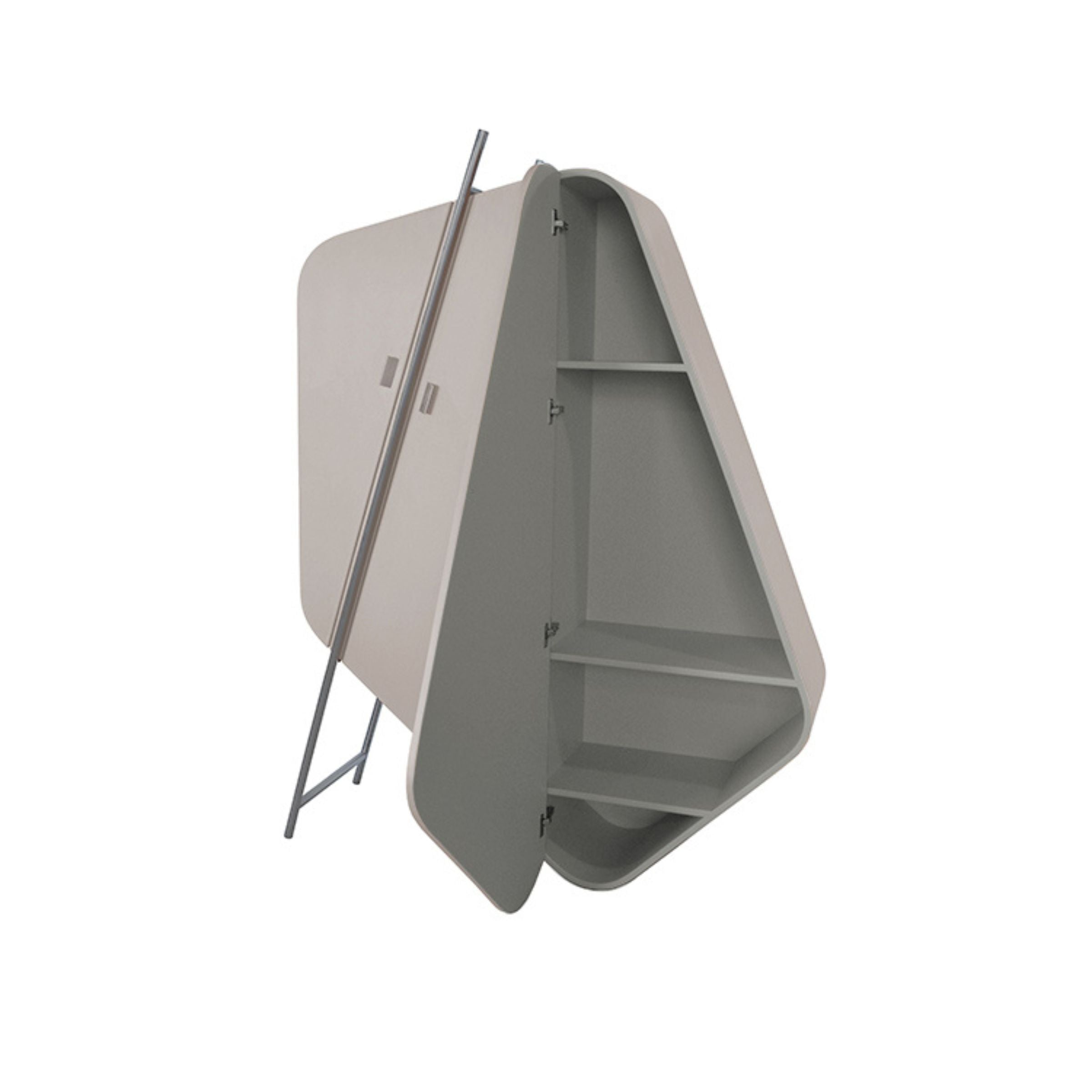 Irragular Shape Highboard / Sideboard Unit Mycroft Gray Saddle Leather and Stainless Steel MLL-T45 - Cabinets - ebarza Furniture UAE | Shop Modern Furniture in Abu Dhabi & Dubai - مفروشات ايبازرا في الامارات | تسوق اثاث عصري وديكورات مميزة في دبي وابوظبي