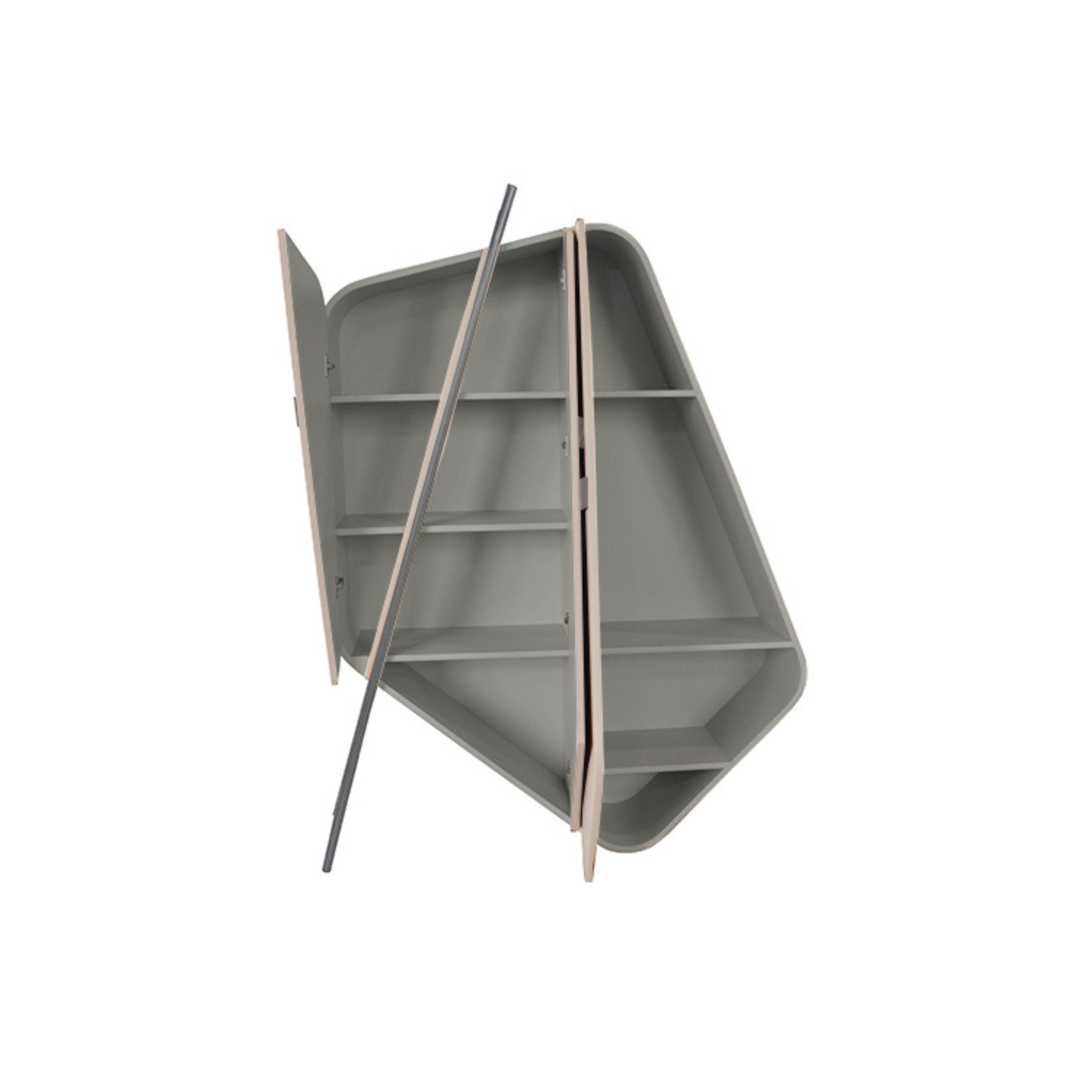 Irragular Shape Highboard / Sideboard Unit Mycroft Gray Saddle Leather and Stainless Steel MLL-T45 - Cabinets - ebarza Furniture UAE | Shop Modern Furniture in Abu Dhabi & Dubai - مفروشات ايبازرا في الامارات | تسوق اثاث عصري وديكورات مميزة في دبي وابوظبي