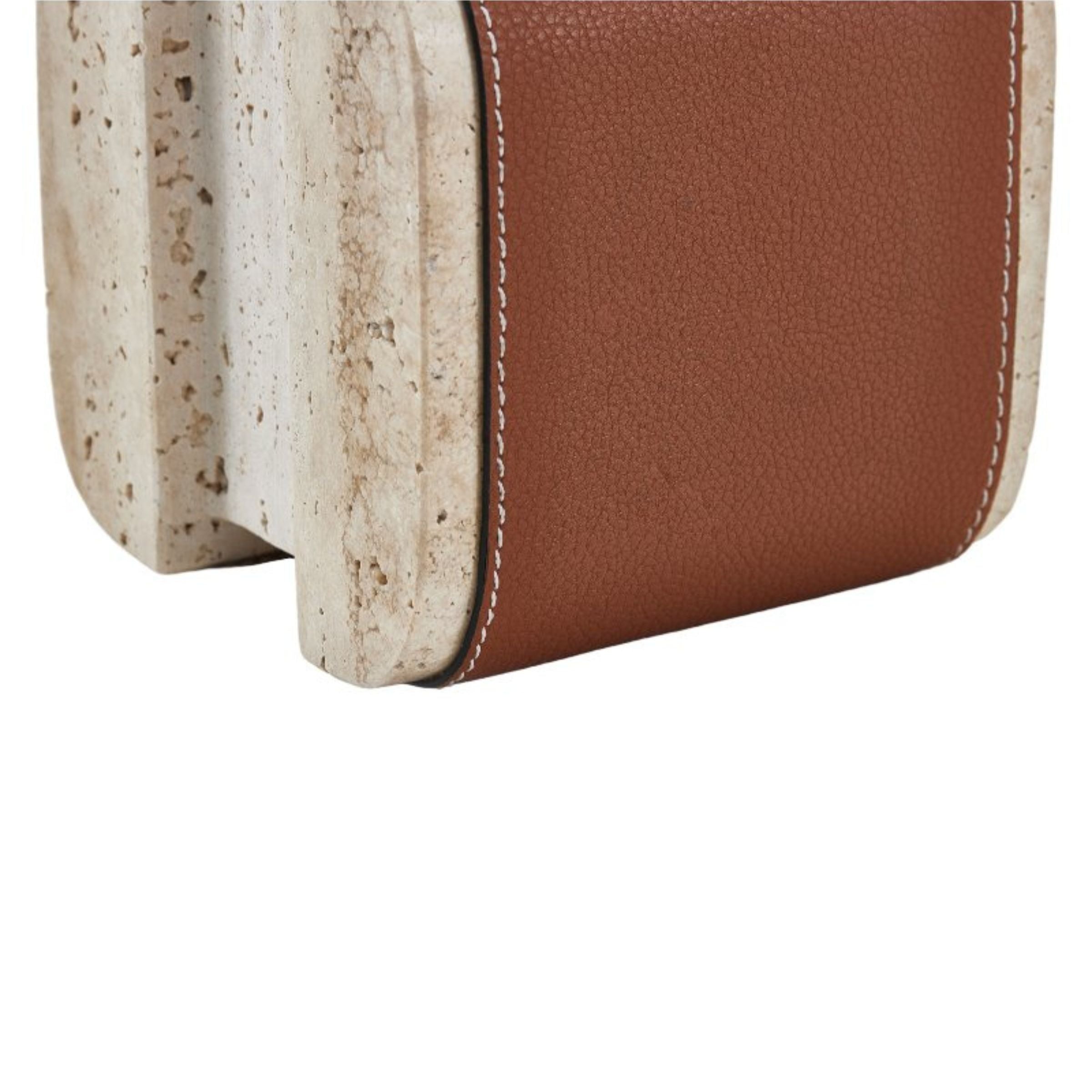 BROWN MARBLE & PU LEATHER DESKTOP SCULPTURE H1845 - Home Decor Figurines - ebarza Furniture UAE | Shop Modern Furniture in Abu Dhabi & Dubai - مفروشات ايبازرا في الامارات | تسوق اثاث عصري وديكورات مميزة في دبي وابوظبي