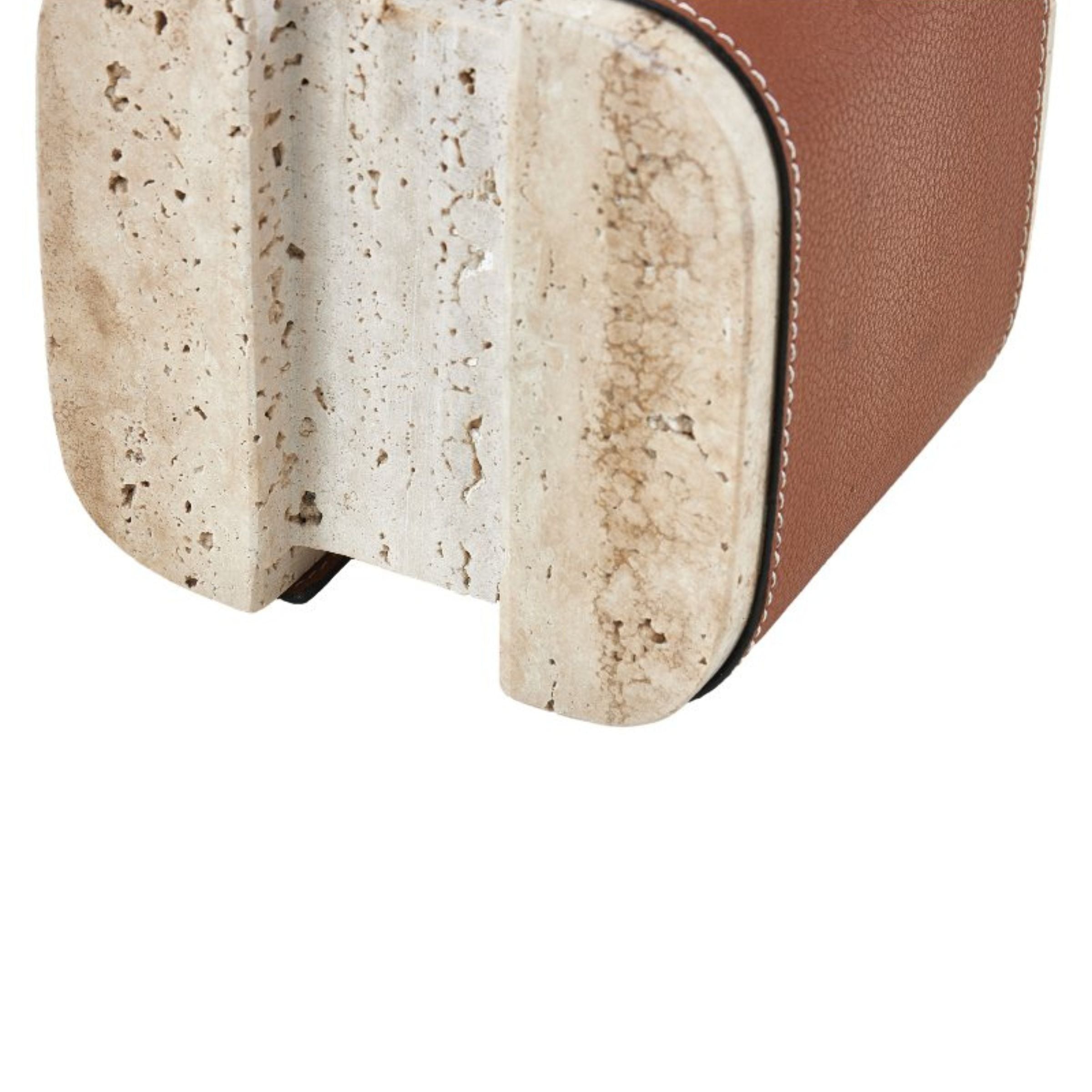 BROWN MARBLE & PU LEATHER DESKTOP SCULPTURE H1845 - Home Decor Figurines - ebarza Furniture UAE | Shop Modern Furniture in Abu Dhabi & Dubai - مفروشات ايبازرا في الامارات | تسوق اثاث عصري وديكورات مميزة في دبي وابوظبي