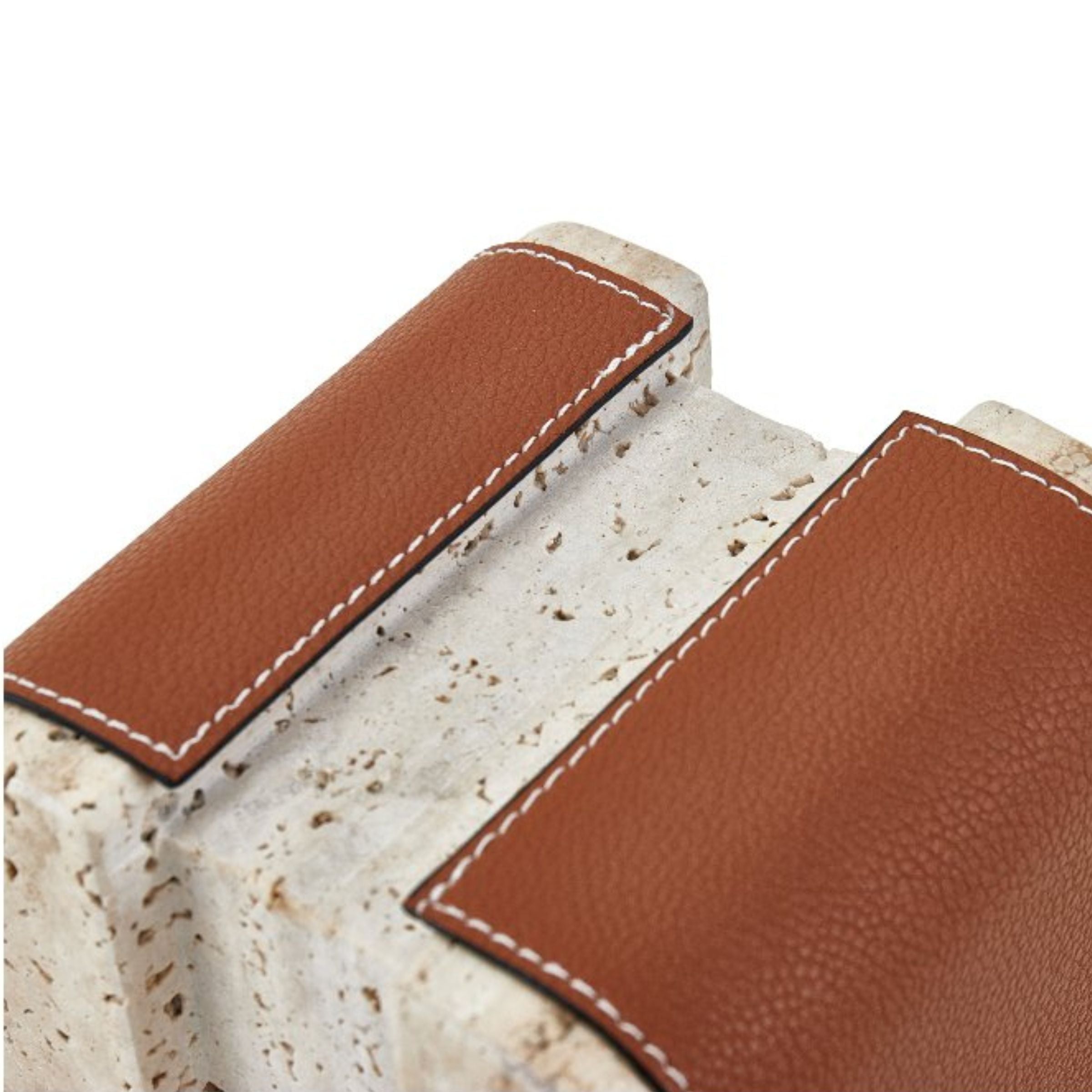 BROWN MARBLE & PU LEATHER DESKTOP SCULPTURE H1845 - Home Decor Figurines - ebarza Furniture UAE | Shop Modern Furniture in Abu Dhabi & Dubai - مفروشات ايبازرا في الامارات | تسوق اثاث عصري وديكورات مميزة في دبي وابوظبي