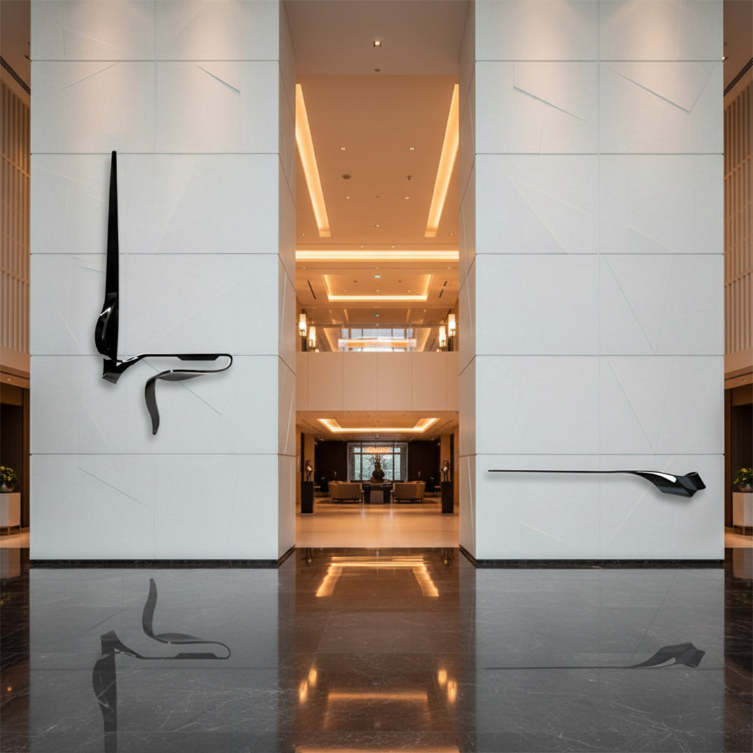 Hand Crafted Black Stainless Steel Shelf BJ20250018A - Artwork - ebarza Furniture UAE | Shop Modern Furniture in Abu Dhabi & Dubai - مفروشات ايبازرا في الامارات | تسوق اثاث عصري وديكورات مميزة في دبي وابوظبي