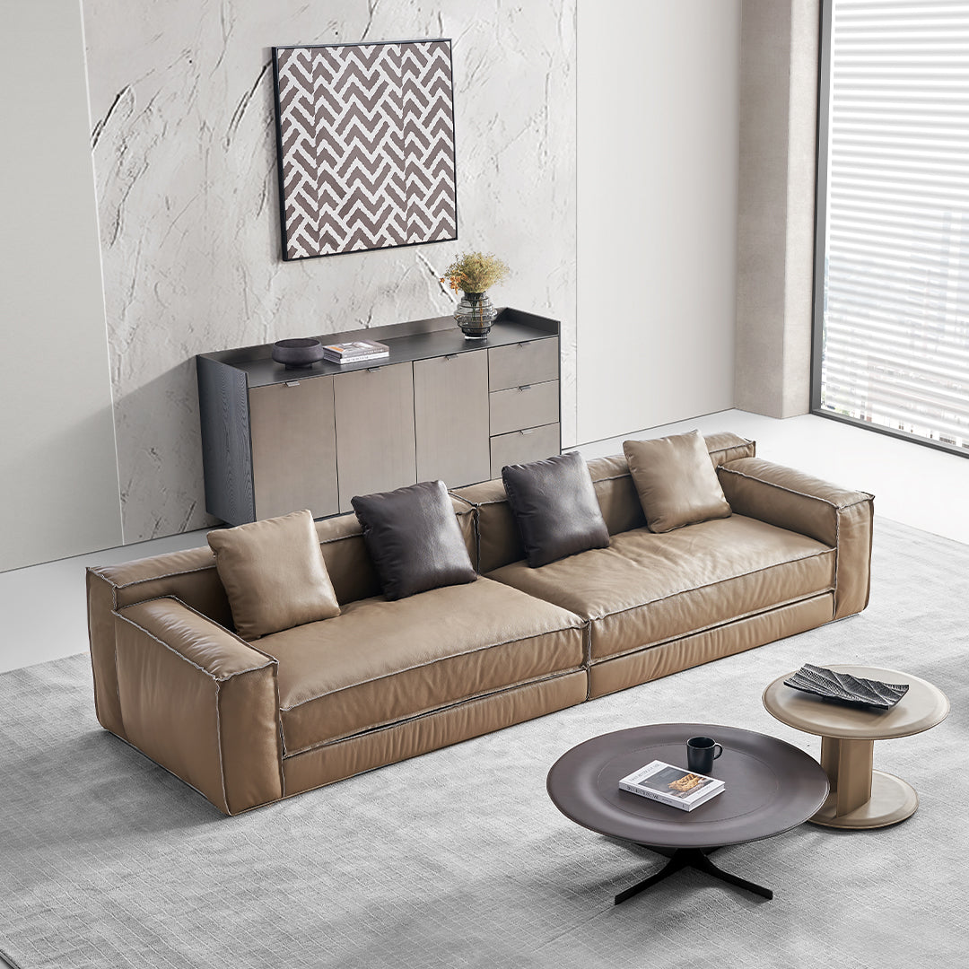 Brown Saddle Leather Coffee Table - LT082/Brown - Coffee Tables - ebarza Furniture UAE | Shop Modern Furniture in Abu Dhabi & Dubai - مفروشات ايبازرا في الامارات | تسوق اثاث عصري وديكورات مميزة في دبي وابوظبي