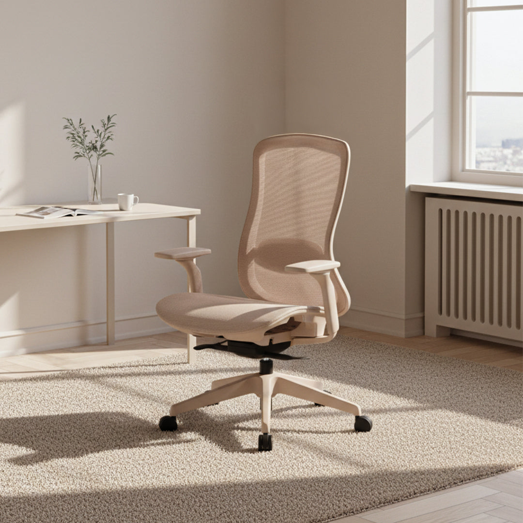 Holt Beige Leather Office Chair Holt-Beige - Office Chairs - ebarza Furniture UAE | Shop Modern Furniture in Abu Dhabi & Dubai - مفروشات ايبازرا في الامارات | تسوق اثاث عصري وديكورات مميزة في دبي وابوظبي