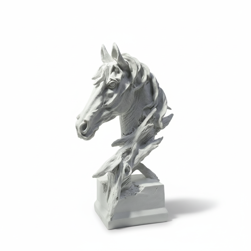 Ivory White Horse Head Ornament BMS284 - Home Decor Figurines - ebarza Furniture UAE | Shop Modern Furniture in Abu Dhabi & Dubai - مفروشات ايبازرا في الامارات | تسوق اثاث عصري وديكورات مميزة في دبي وابوظبي