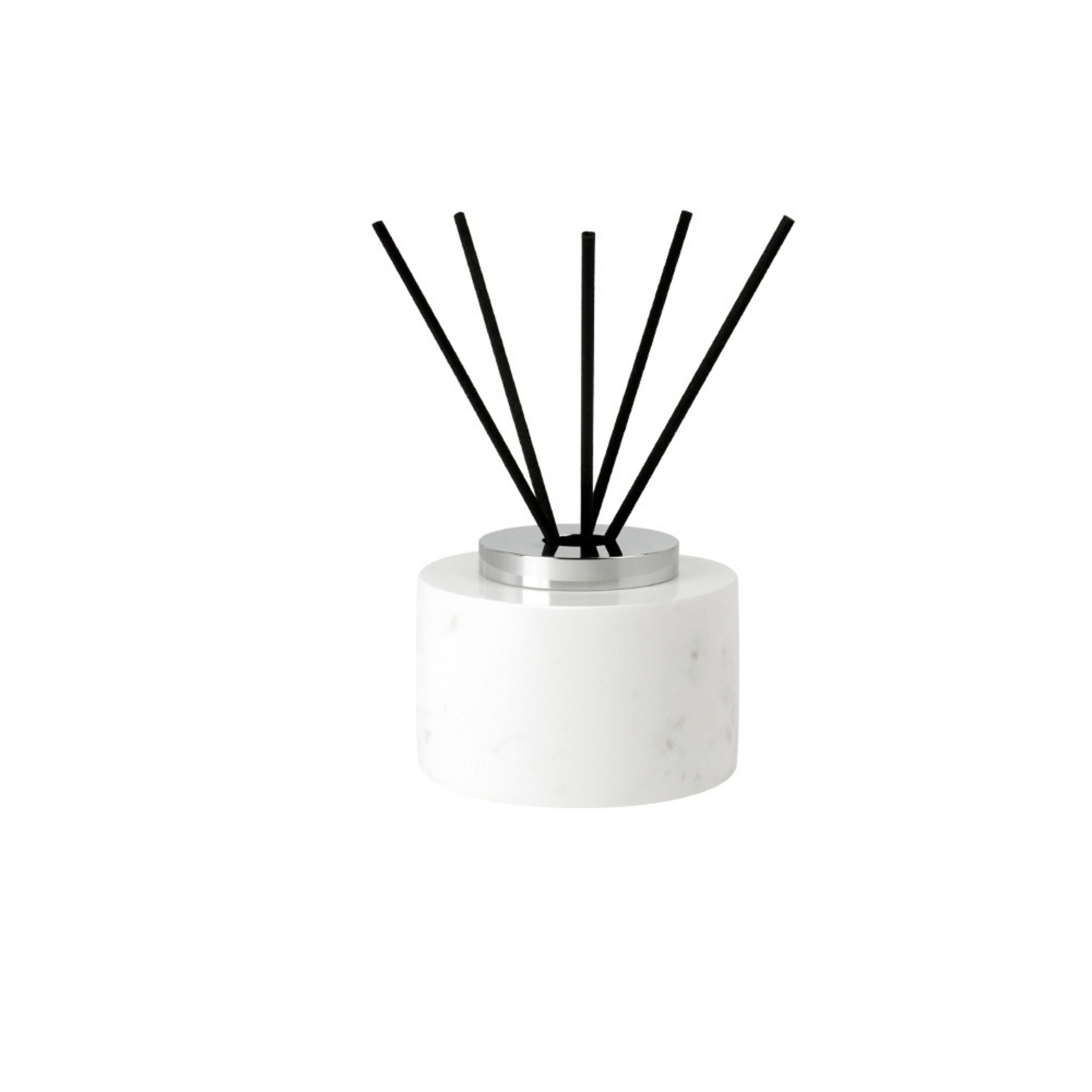 Jazz White Marble Circular Incense Dispenser (Silver Accessories) KXP880B - Stick Diffusers - ebarza Furniture UAE | Shop Modern Furniture in Abu Dhabi & Dubai - مفروشات ايبازرا في الامارات | تسوق اثاث عصري وديكورات مميزة في دبي وابوظبي