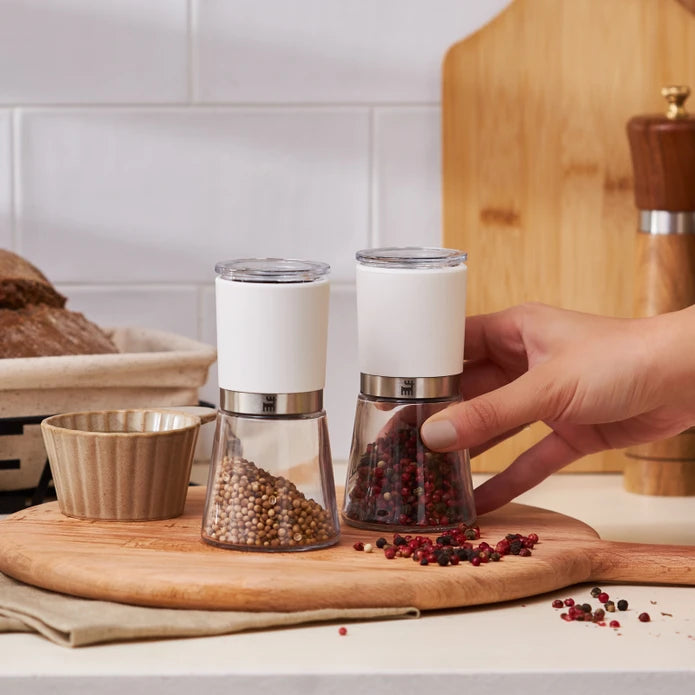 Karaca Afra White Glass 2-Piece Spice Mill 13 cm 153.03.08.4673 - Spice Sets - ebarza Furniture UAE | Shop Modern Furniture in Abu Dhabi & Dubai - مفروشات ايبازرا في الامارات | تسوق اثاث عصري وديكورات مميزة في دبي وابوظبي