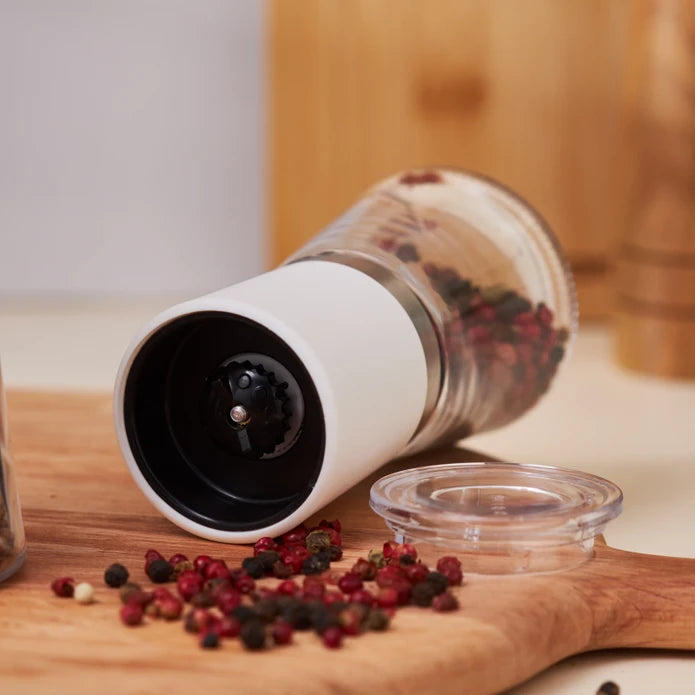 Karaca Afra White Glass 2-Piece Spice Mill 13 cm 153.03.08.4673 - Spice Sets - ebarza Furniture UAE | Shop Modern Furniture in Abu Dhabi & Dubai - مفروشات ايبازرا في الامارات | تسوق اثاث عصري وديكورات مميزة في دبي وابوظبي