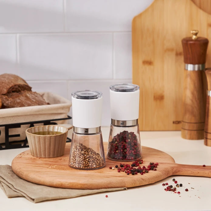 Karaca Afra White Glass 2-Piece Spice Mill 13 cm 153.03.08.4673 - Spice Sets - ebarza Furniture UAE | Shop Modern Furniture in Abu Dhabi & Dubai - مفروشات ايبازرا في الامارات | تسوق اثاث عصري وديكورات مميزة في دبي وابوظبي