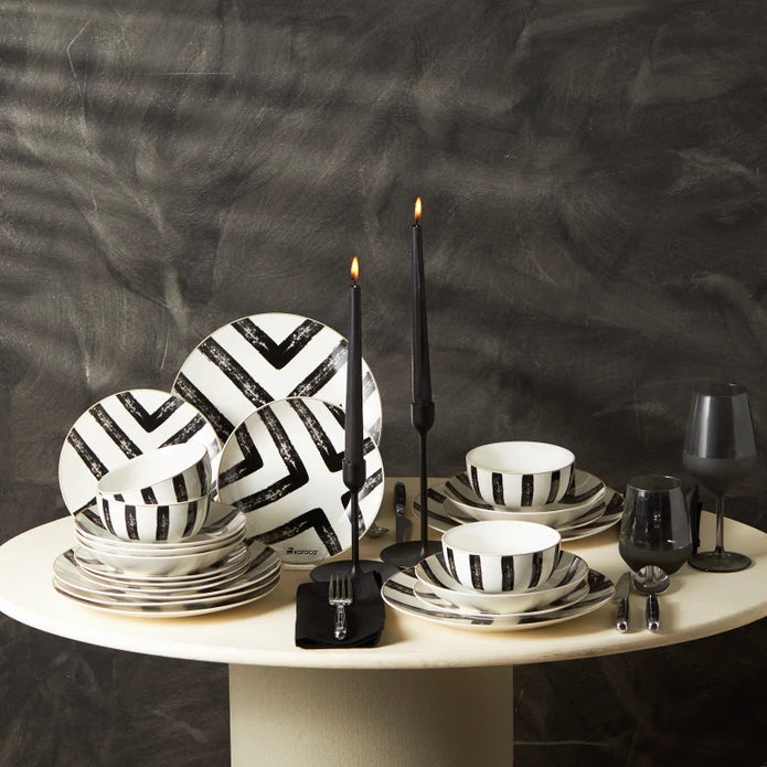 Karaca Black Blush Porcelain 24 Piece Dinner Set for 6 People 153.03.06.9605 - Dinnerware Sets - ebarza Furniture UAE | Shop Modern Furniture in Abu Dhabi & Dubai - مفروشات ايبازرا في الامارات | تسوق اثاث عصري وديكورات مميزة في دبي وابوظبي