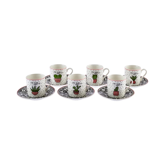 Karaca Cactus Set of 6 Coffee Cups 80 ml 153.03.05.0283 - Coffee Sets - ebarza Furniture UAE | Shop Modern Furniture in Abu Dhabi & Dubai - مفروشات ايبازرا في الامارات | تسوق اثاث عصري وديكورات مميزة في دبي وابوظبي